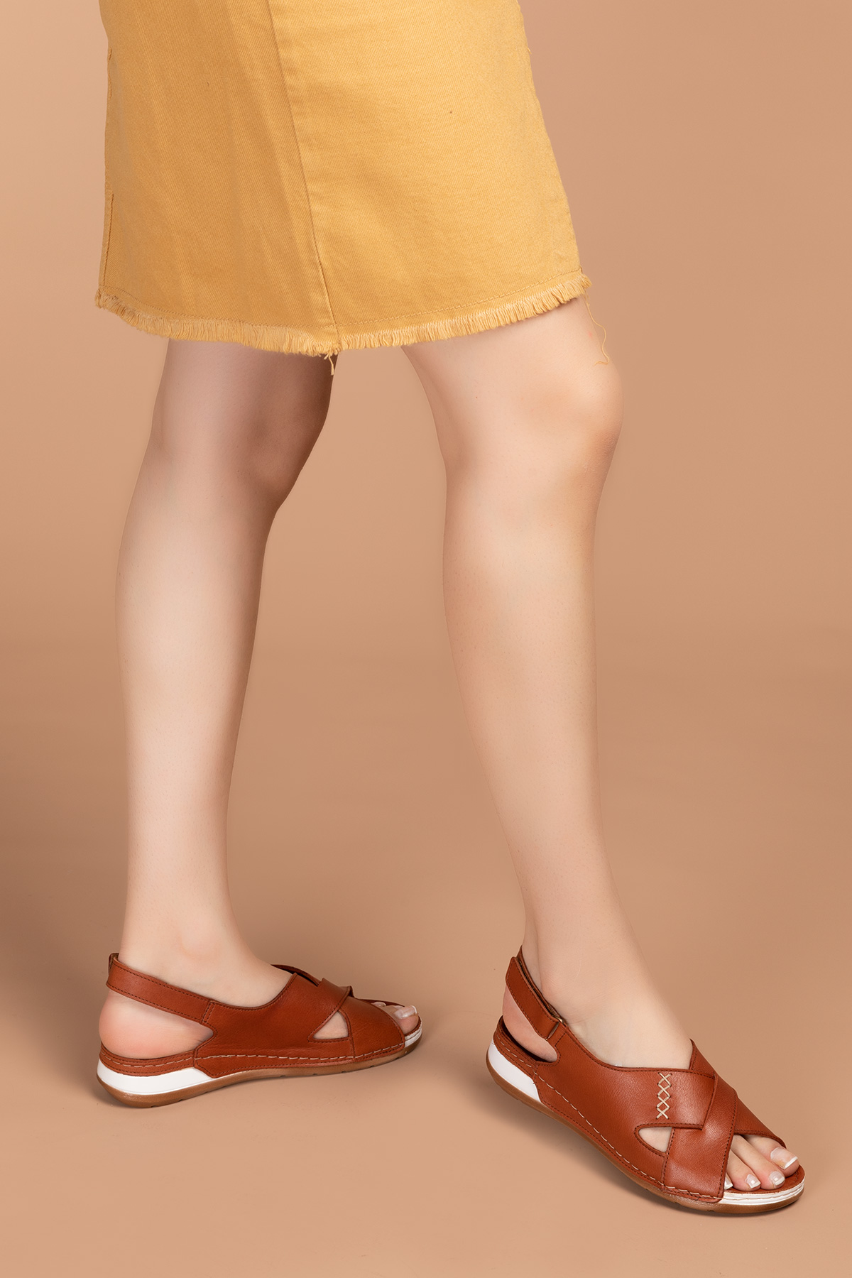 Gondol Kundura Beyaz Gondol Kundura Gondol Hakiki Kadın Deri Anatomik Taban Sandalet iz.4605