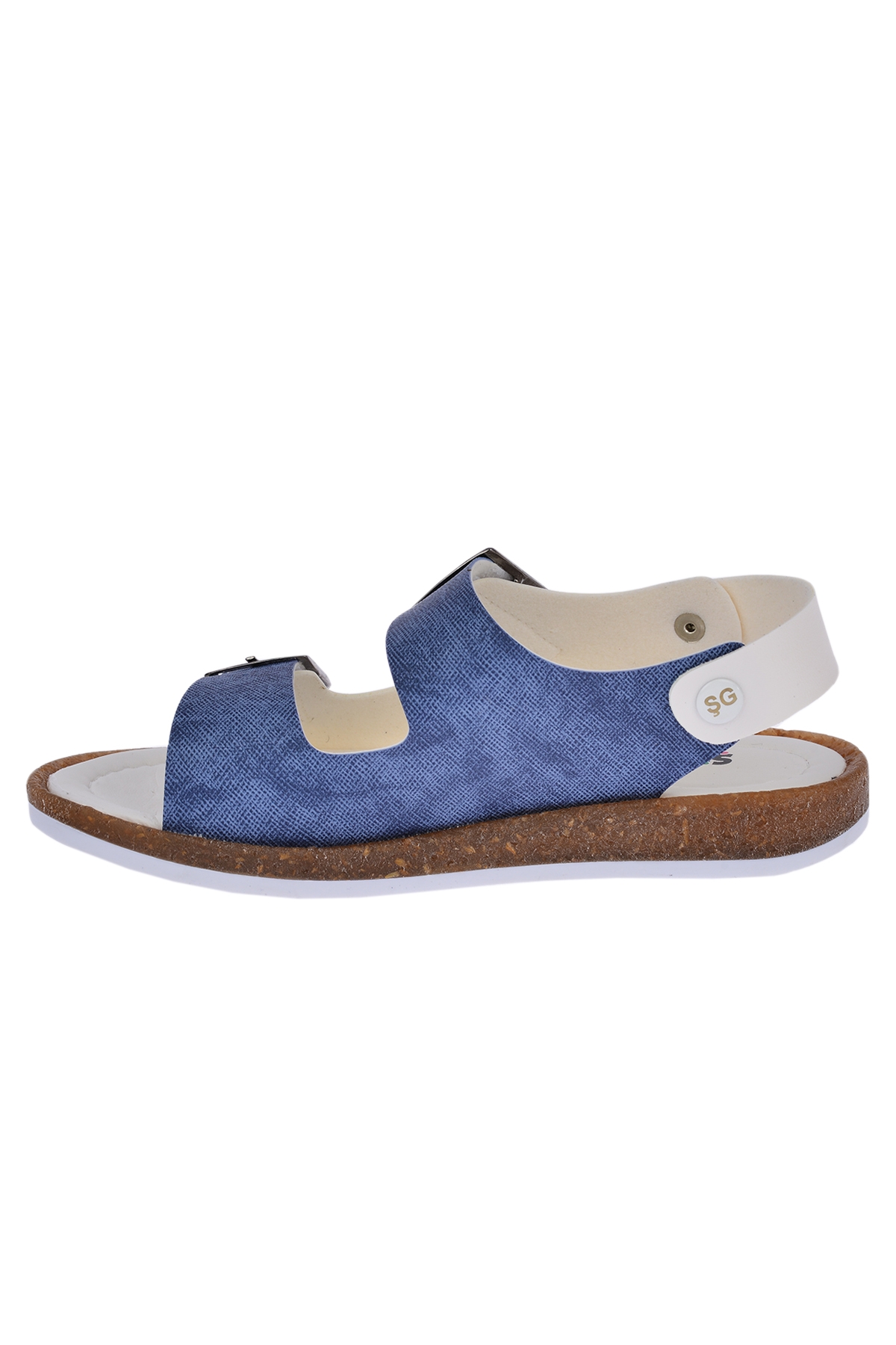 Kiko Şb 2330-39 Erkek Çocuk Sandalet Terlik Beyaz Lacivert - Görsel 4