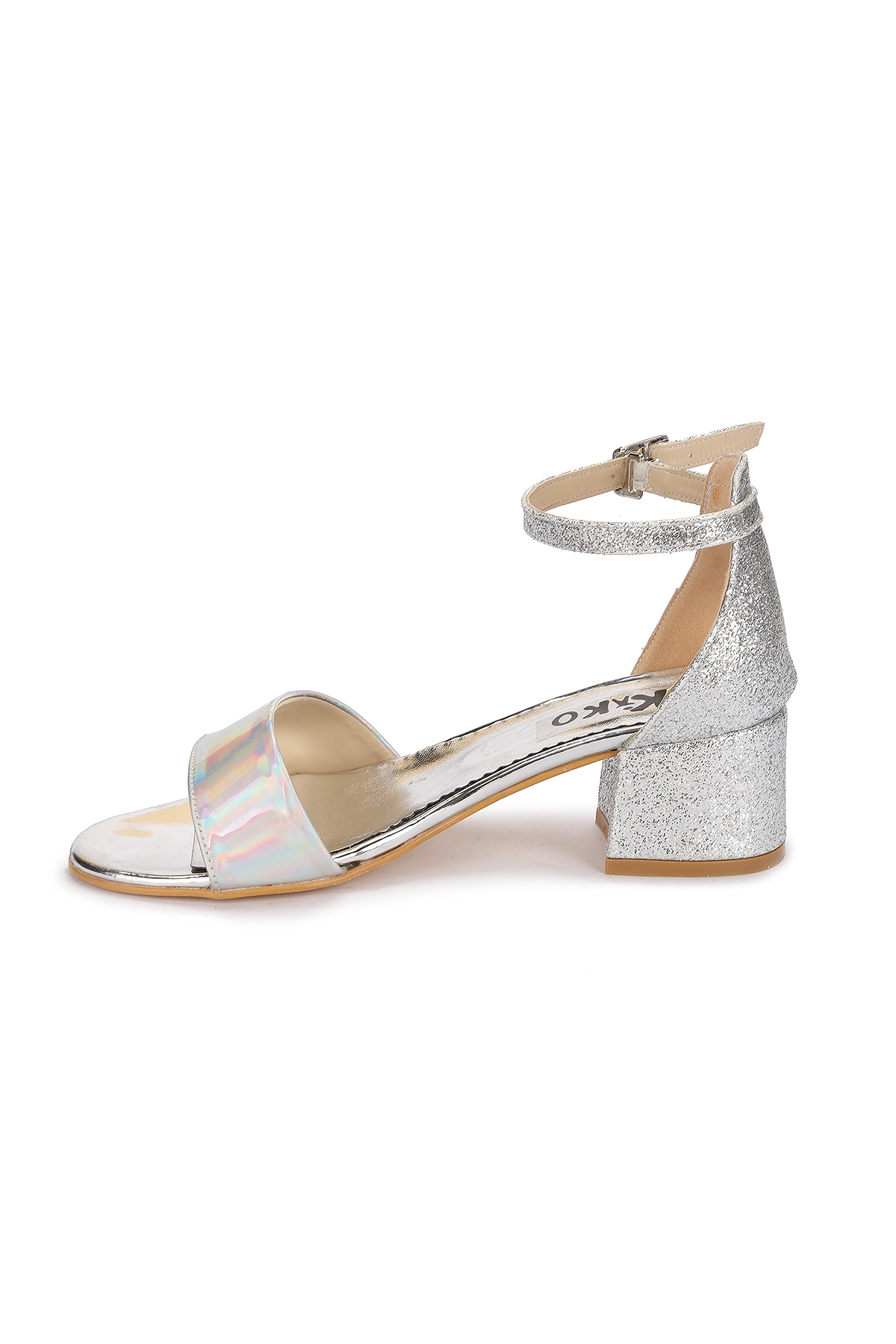 Kiko 768 Ayna Kum Günlük Kız Çocuk 3 Cm Topuk Sandalet Ayakkabı Gümüş - Görsel 4