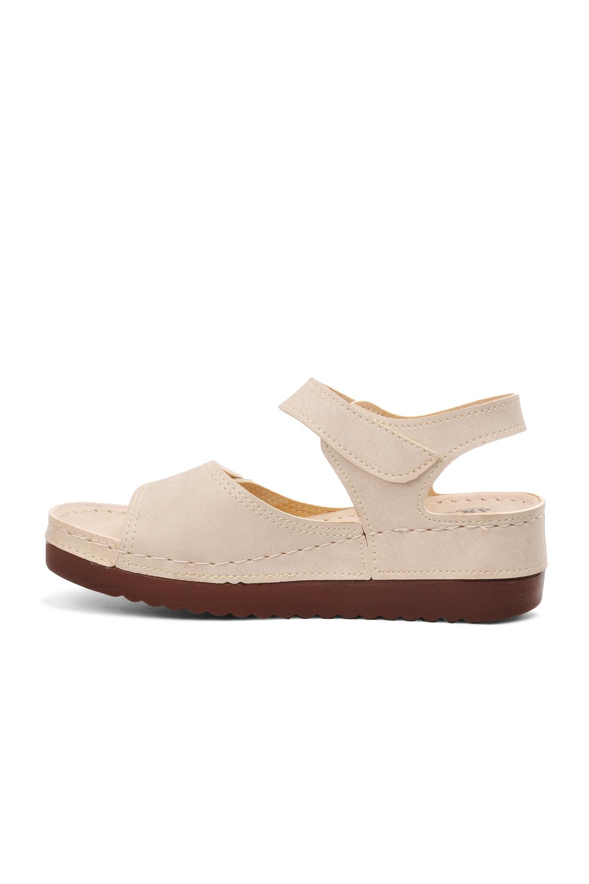 07-109 Rr Bej Kalın Taban Kadın Anatomik Sandalet - Görsel 3