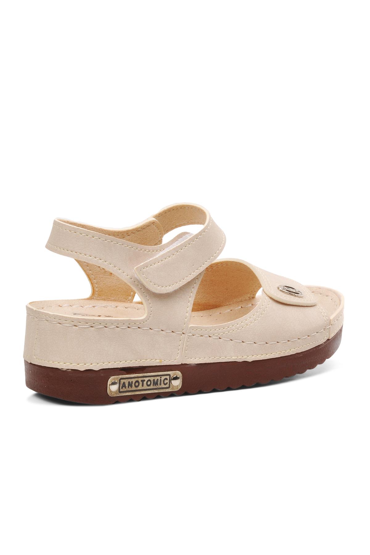 07-109 Rr Bej Kalın Taban Kadın Anatomik Sandalet - Görsel 5