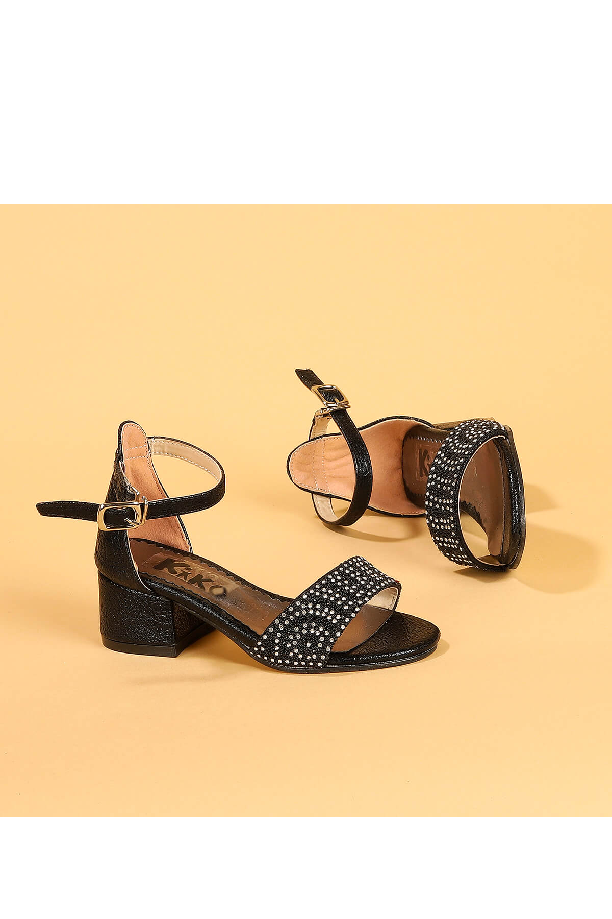 Kiko 765 Çatlak Günlük Kız Çocuk 3 Cm Topuk Sandalet Ayakkabı SİYAH - Görsel 2