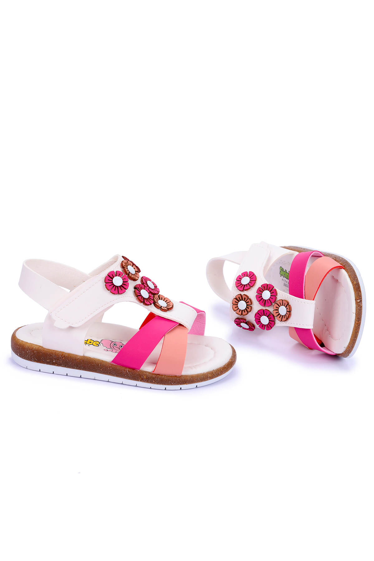 Kiko Şb 2680-86 Orto pedik Kız Çocuk Bebe Sandalet Terlik Beyaz Fuşya - Görsel 2