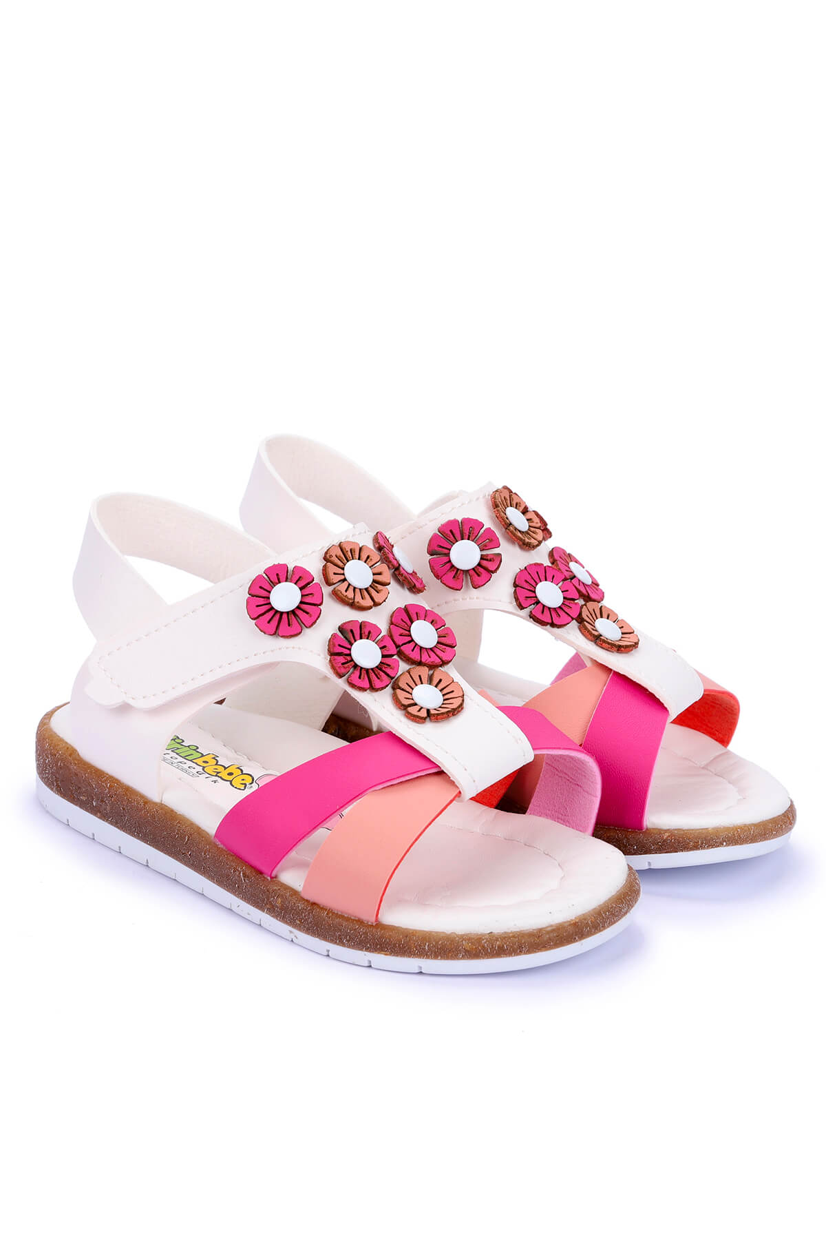Kiko Şb 2680-86 Orto pedik Kız Çocuk Bebe Sandalet Terlik Beyaz Fuşya - Görsel 5