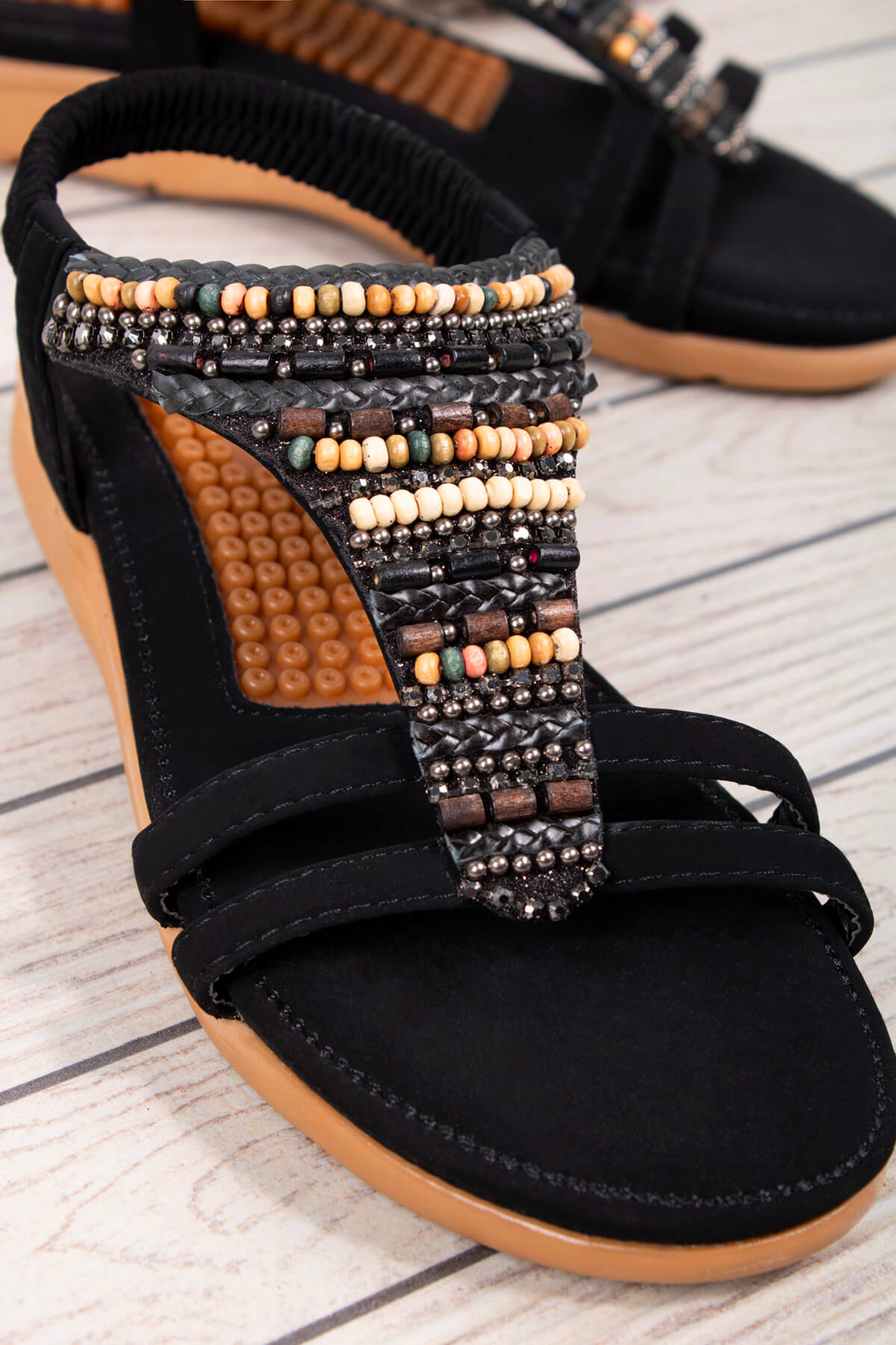 Rebeca Anatomik Guja Fashion Taşlı Günlük Kadın Sandalet - Görsel 2