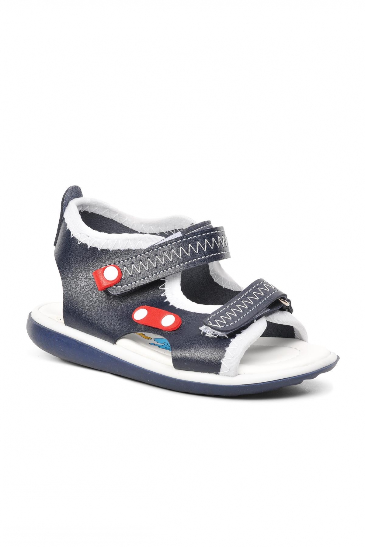 22Y05 Lacivert-Kırmızı-Beyaz Comfort Erkek Çocuk Sandalet - Görsel 4