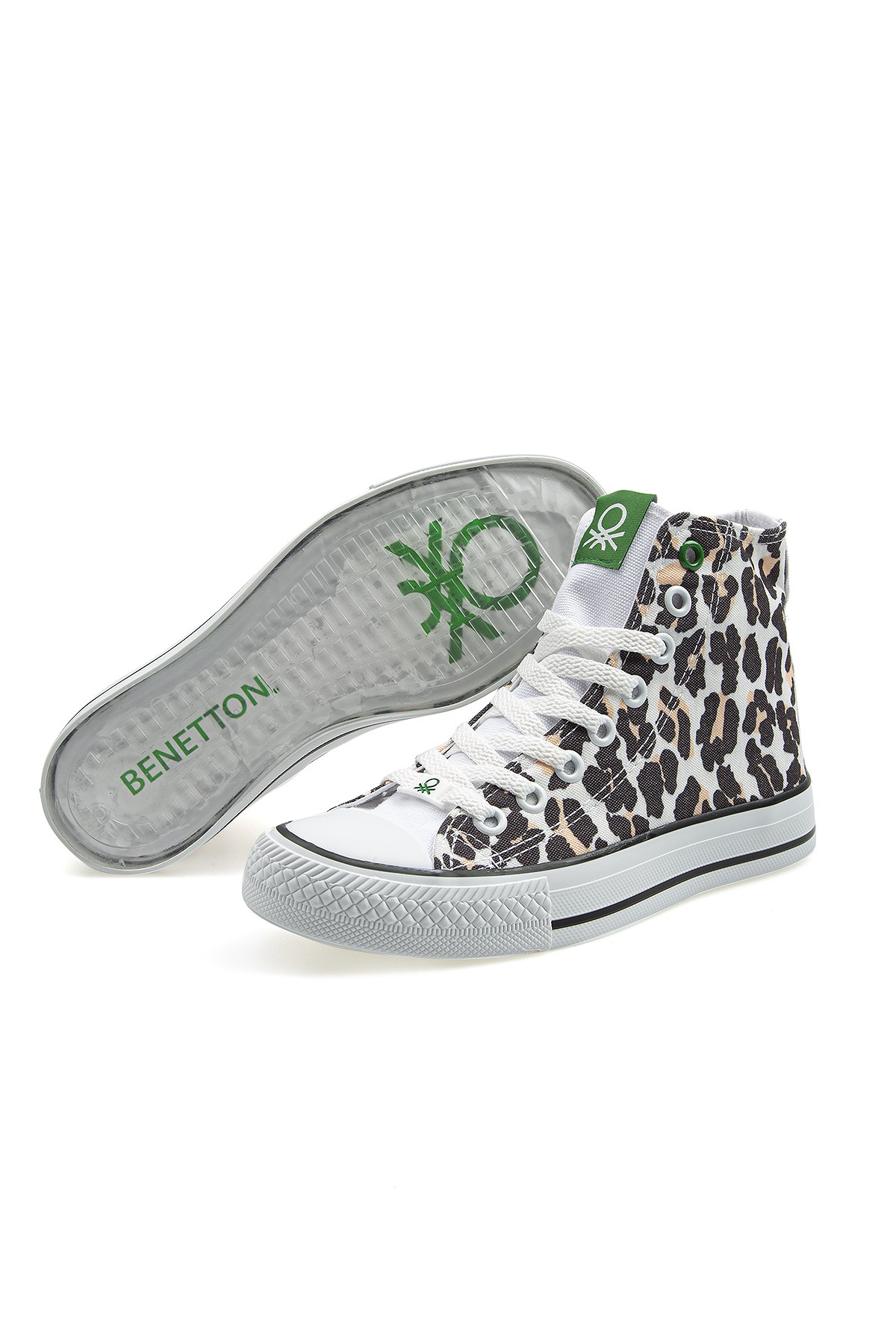 ® | BN-30190 - 3374 Beyaz - Leopar Kadın Sneaker - Görsel 5