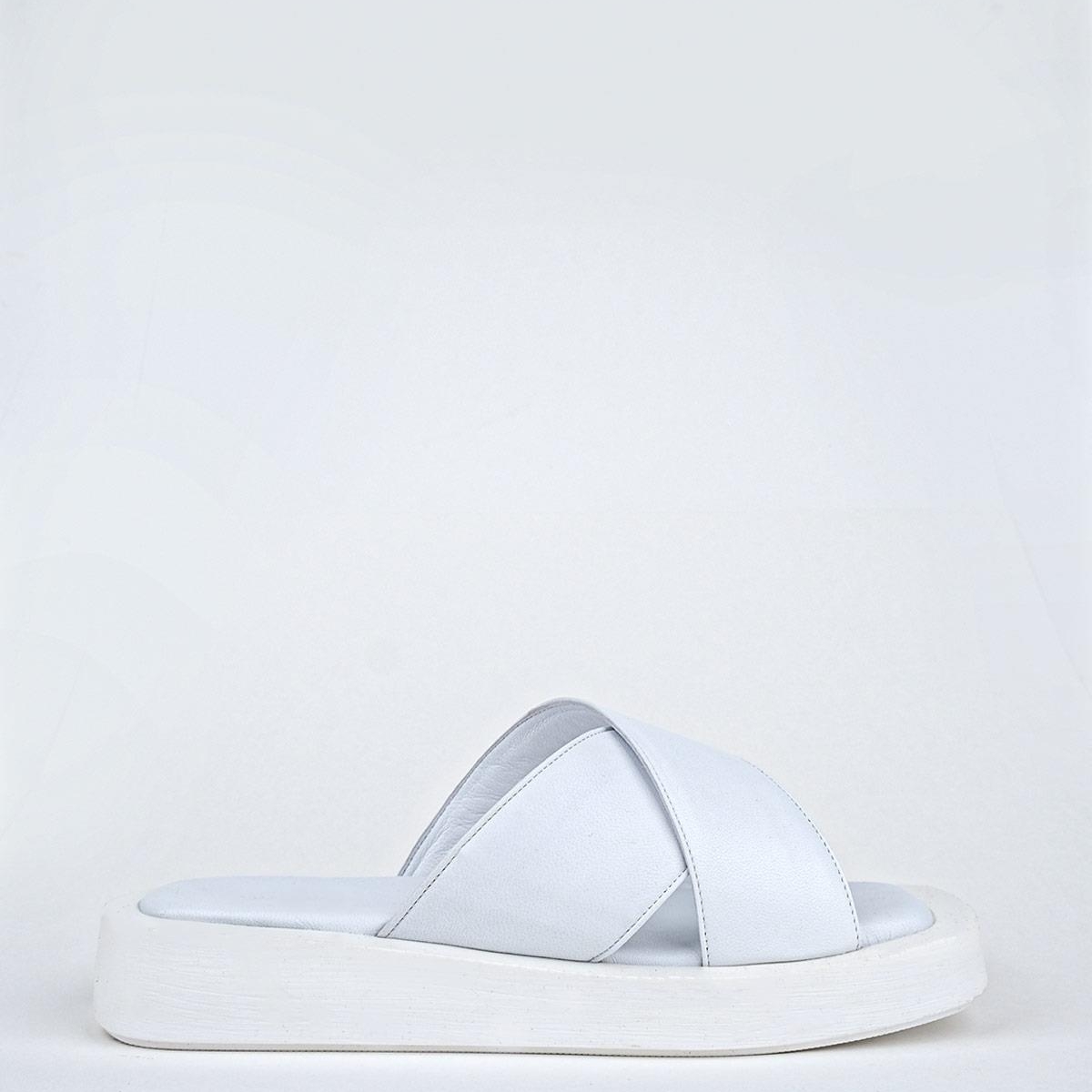 Beyaz Hakiki Deri Anatomik Günlük Terlik - Vulap - Görsel 5