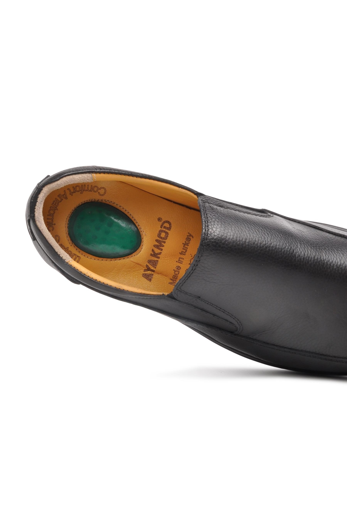 472 Siyah Erkek Hakiki Deri Slip On Ayakkabı - Görsel 4