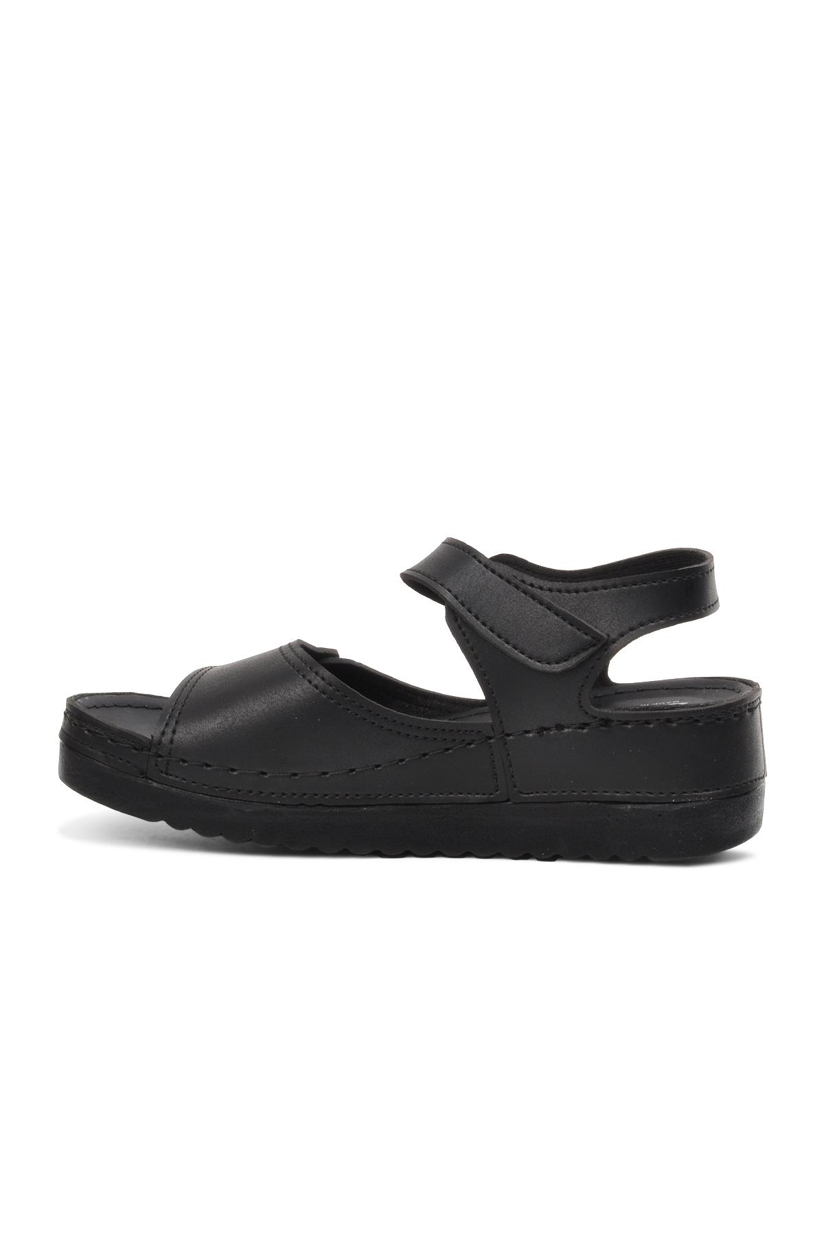 07-109 Rr Siyah Kalın Taban Kadın Anatomik Sandalet - Görsel 3