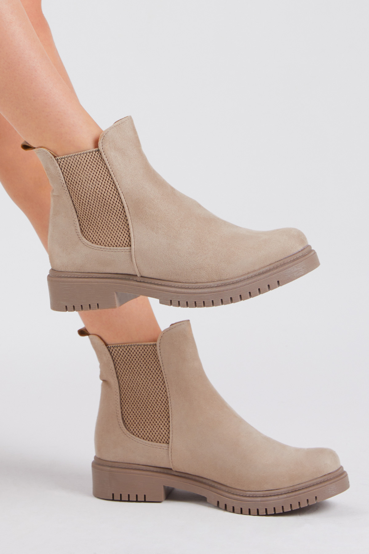 Tonny Black Kadın Krem Süet Lastikli Rahat Kalıp Bot - Görsel 2