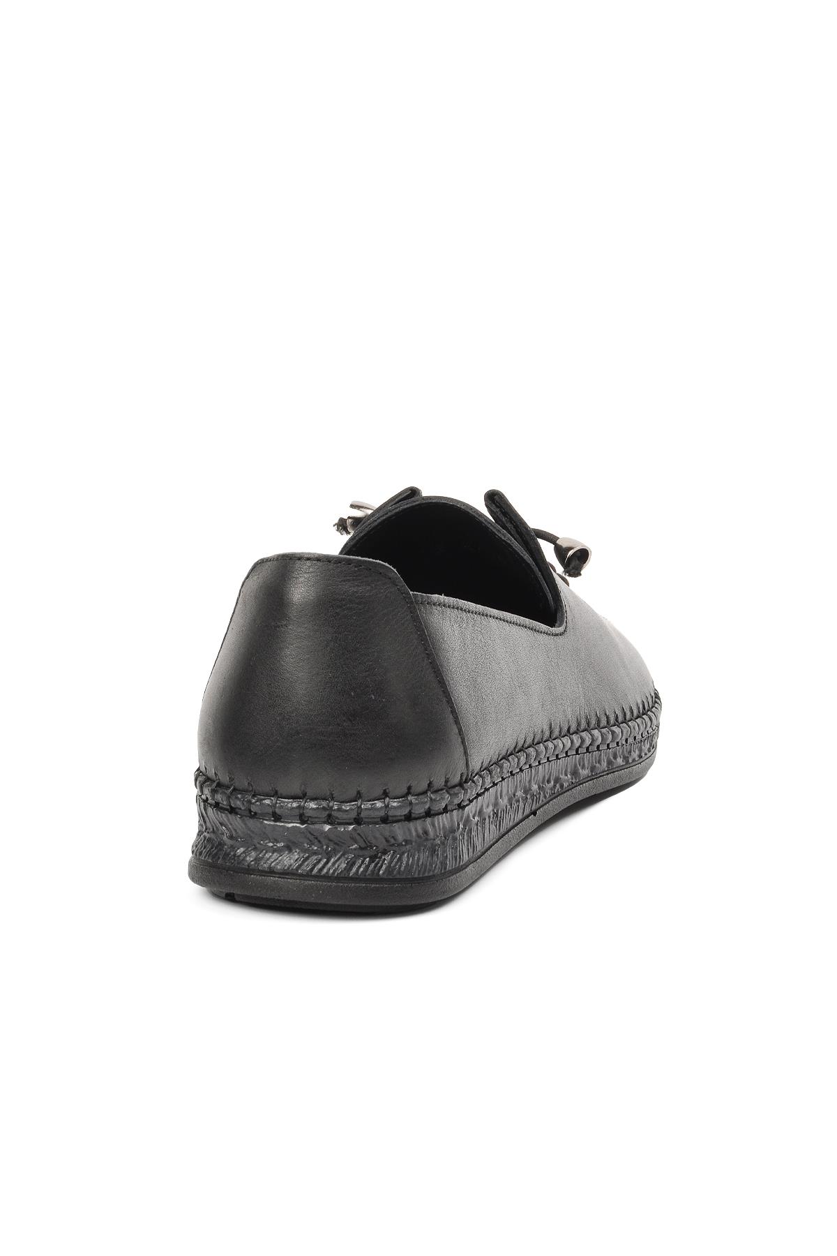 8786 Siyah-Siyah Hakiki Deri Kadın Günlük Ayakkabı - Görsel 5