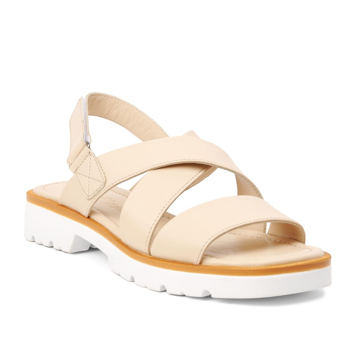 Clavi 46926 Bej Hakiki Deri Kadın Sandalet 200621951 | Flo