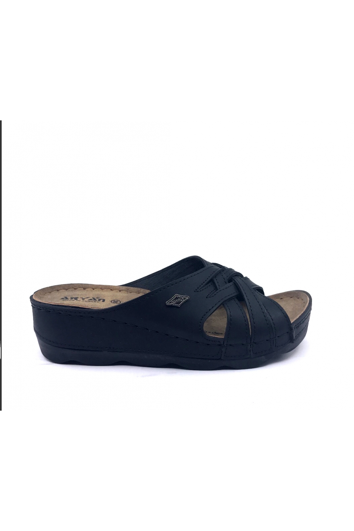 37-449 Siyah Orta Pedik Yazlık Kadın Günlük Terlik - Görsel 3