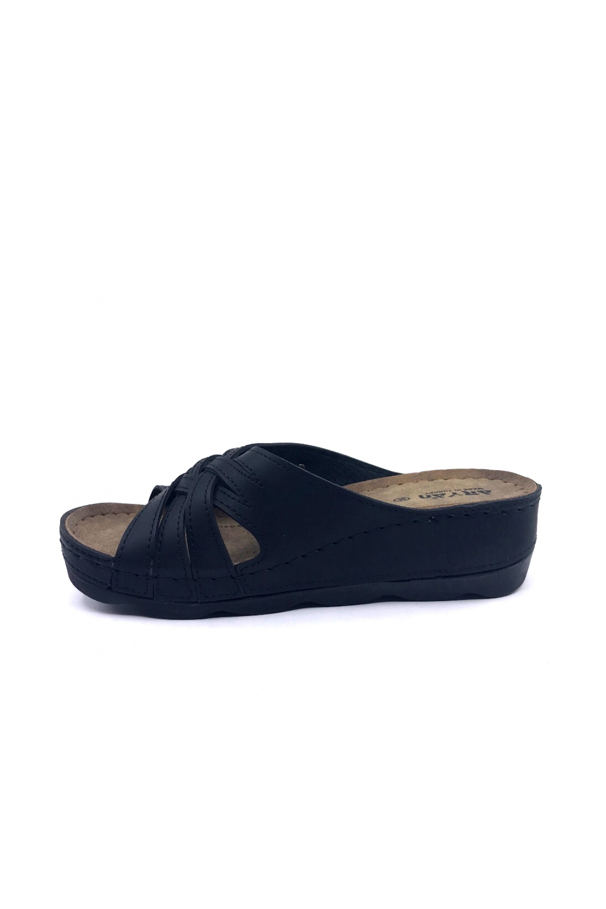 37-449 Siyah Orta Pedik Yazlık Kadın Günlük Terlik - Görsel 5