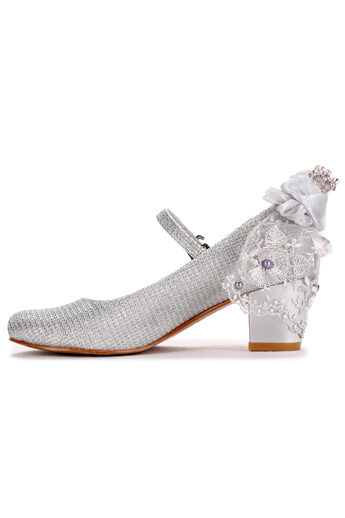 Cara Günlük Kız Çocuk 4 Cm Topuklu Abiye Ayakkabı Gümüş - Görsel 6