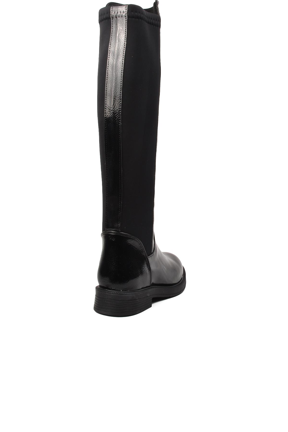 Pc-52066 Siyah Kırışık İçi Polarlı Kadın Çizme - Görsel 5