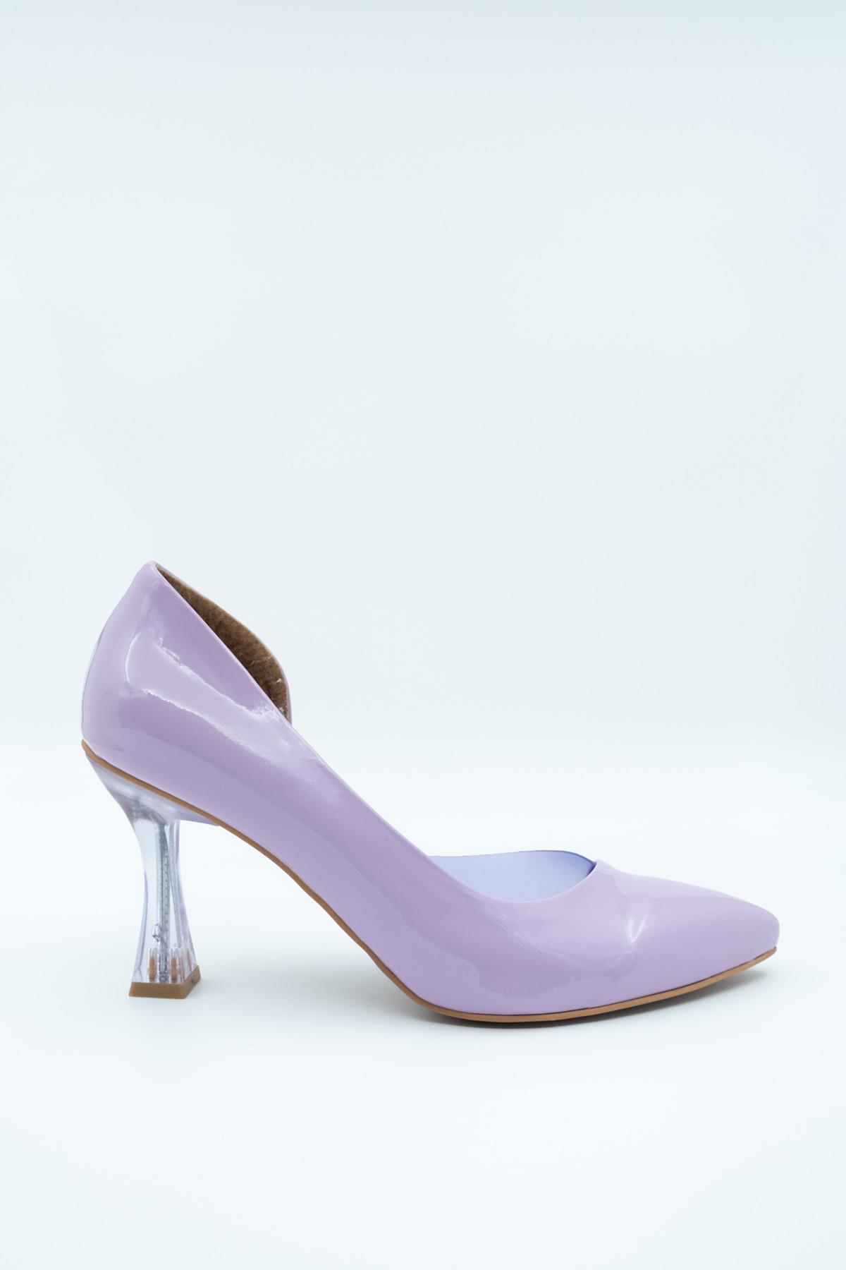 Lila Rugan Şeffaf Stiletto Kadeh Topuklu Ayakkabı - Solus - Görsel 2