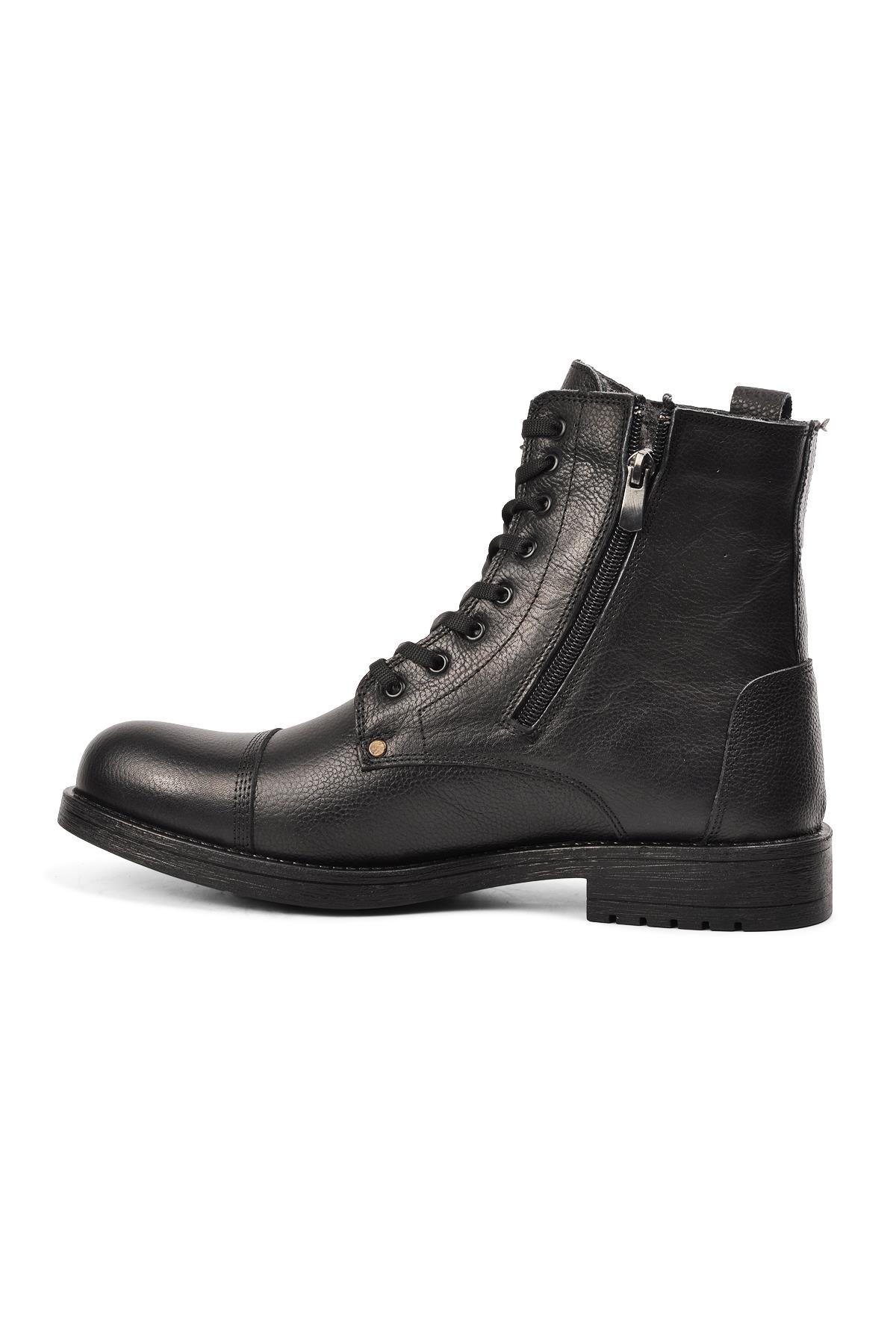 465 Siyah İçi Kürklü Hakiki Deri Erkek Bot - Görsel 3