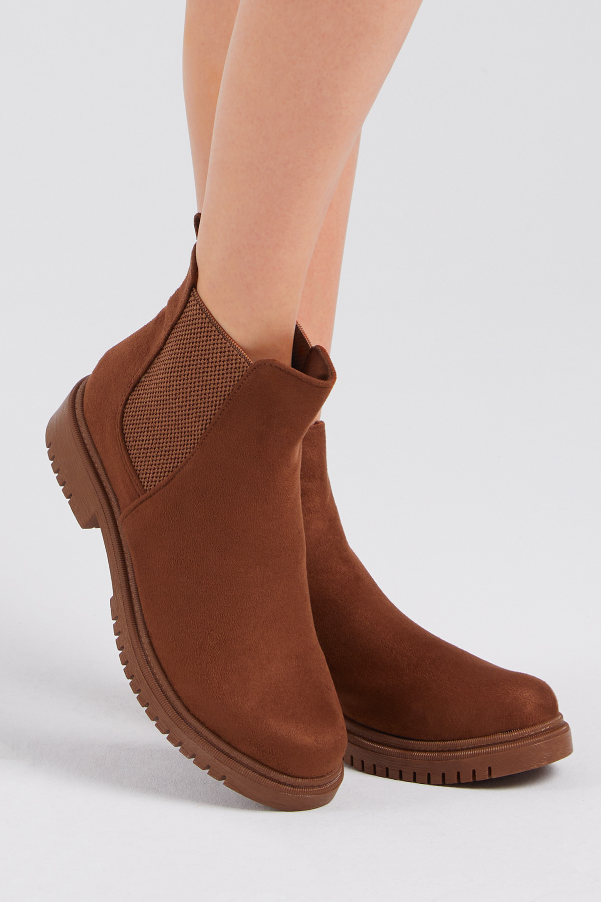 Kadın Taba Süet Lastikli Rahat Kalıp Bot - Görsel 6