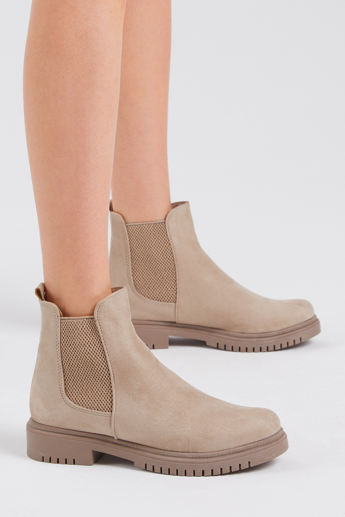 Tonny Black Kadın Krem Süet Lastikli Rahat Kalıp Bot - Görsel 3