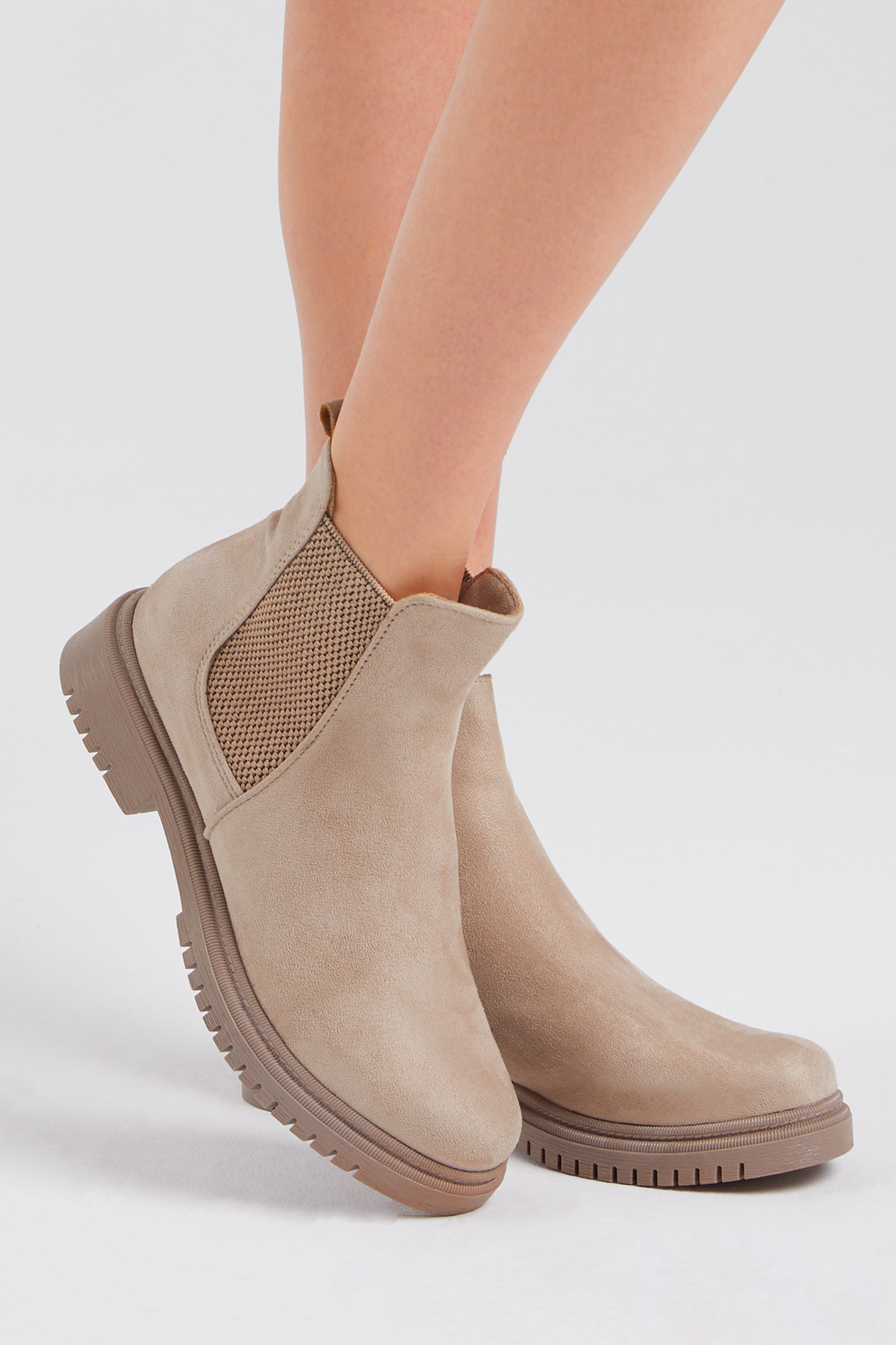 Tonny Black Kadın Krem Süet Lastikli Rahat Kalıp Bot - Görsel 6