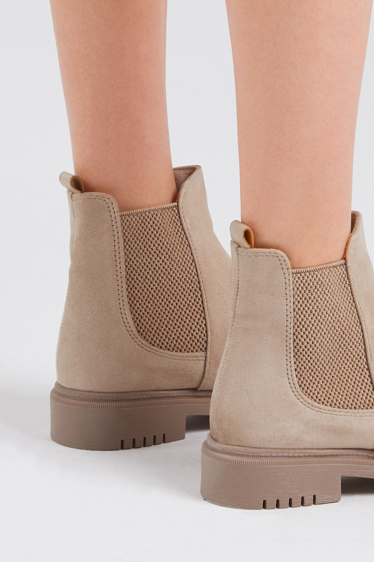 Tonny Black Kadın Krem Süet Lastikli Rahat Kalıp Bot - Görsel 7