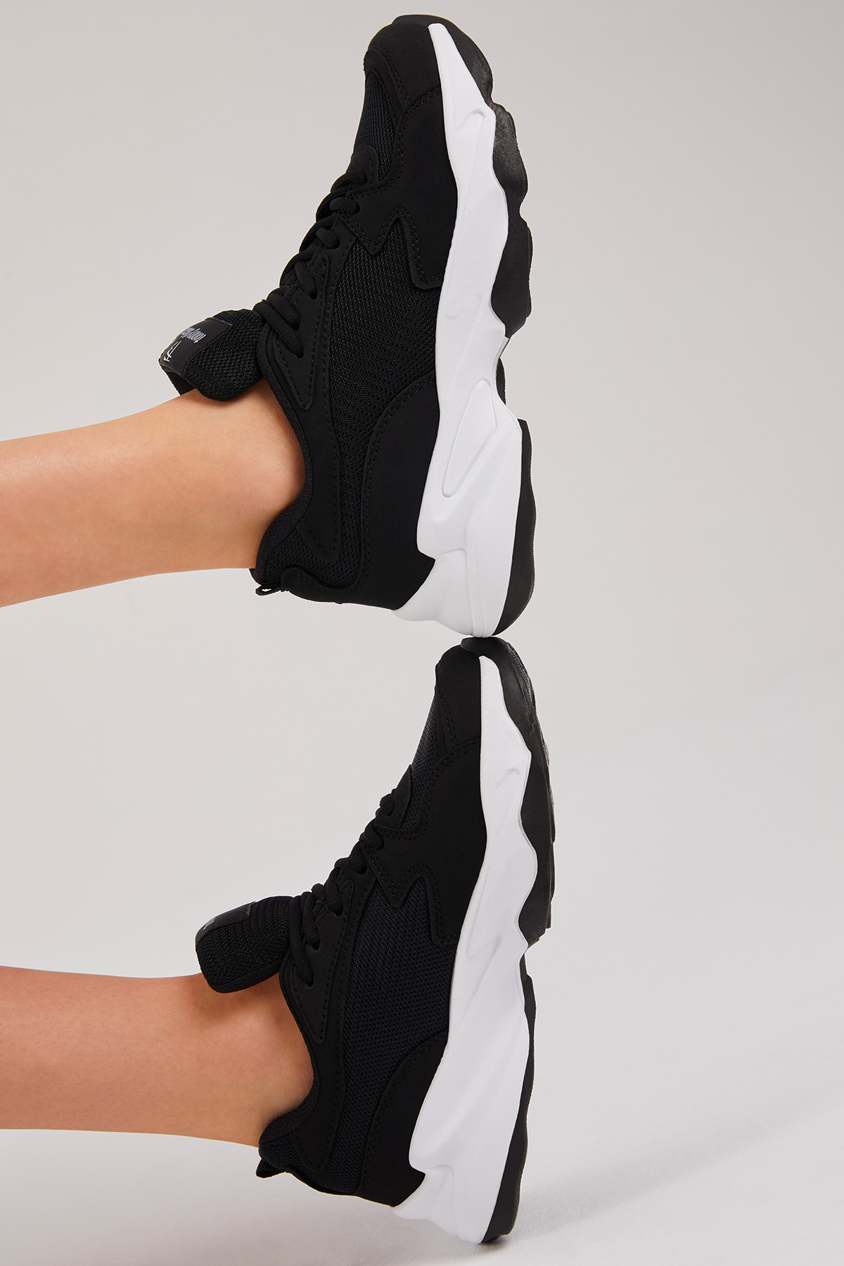 Unisex Siyah Beyaz Spor Ayakkabı Zyp - Görsel 3