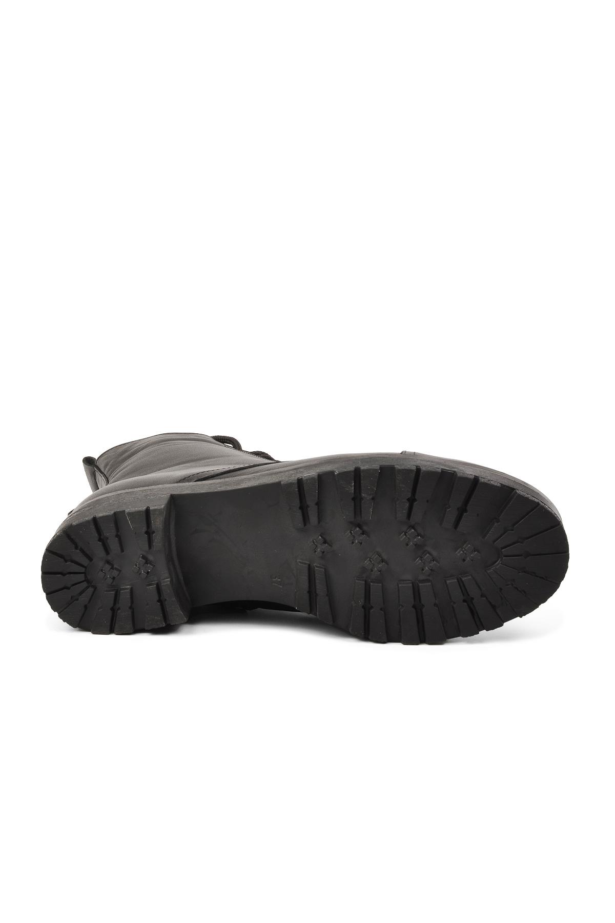 670 Siyah Fermuarlı Hakiki Deri Kadın Bot - Görsel 6