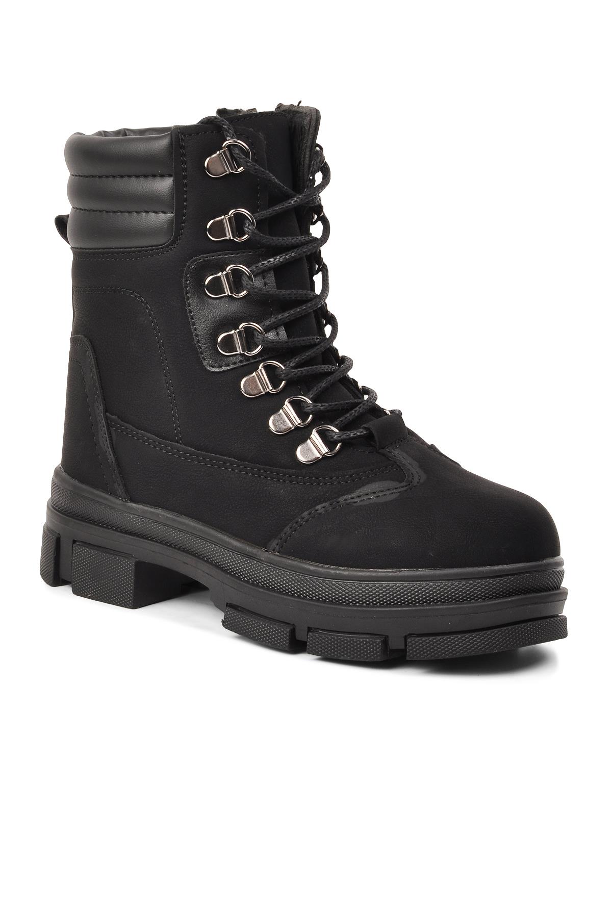 Sumi-F Siyah-Zümrüt İçi Kürklü Fermuarlı Çocuk Bot - Görsel 4