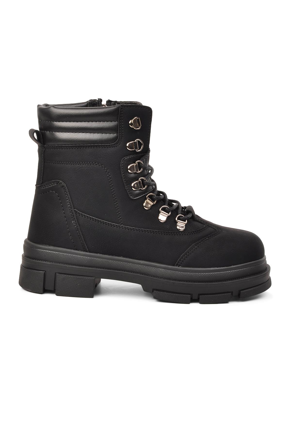 Sumi Siyah-Zümrüt İçi Kürklü Fermuarlı Kadın Bot - Görsel 2