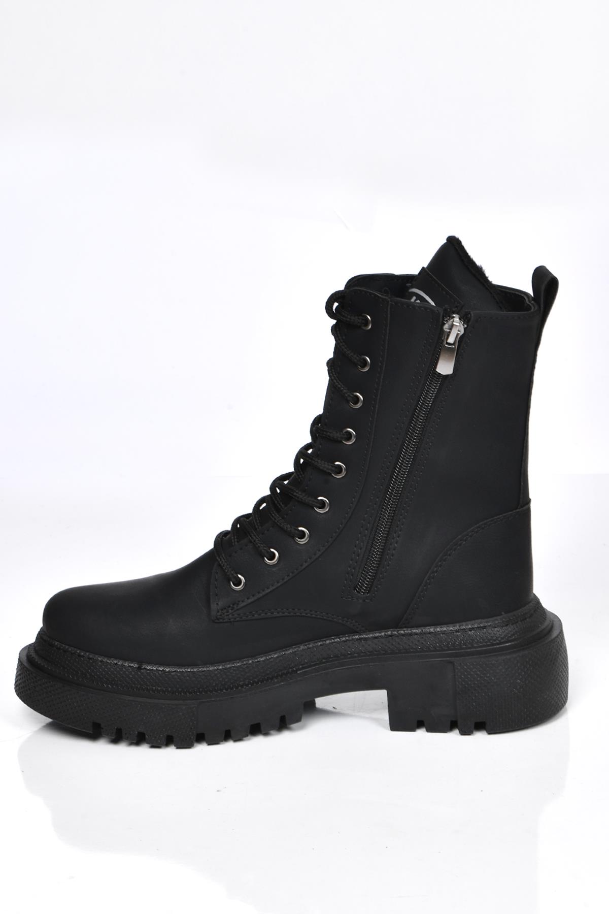MP 222-2770 Siyah Fermuarlı Kadın Düz Bot Ayakkabı - Görsel 5