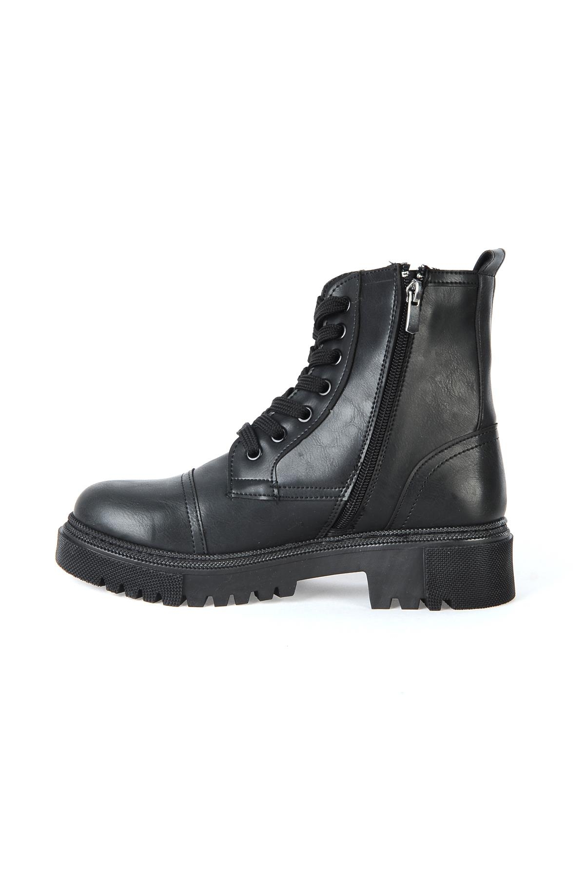 MP 222-2736Zn Siyah Kadın Düz Bot - Görsel 4