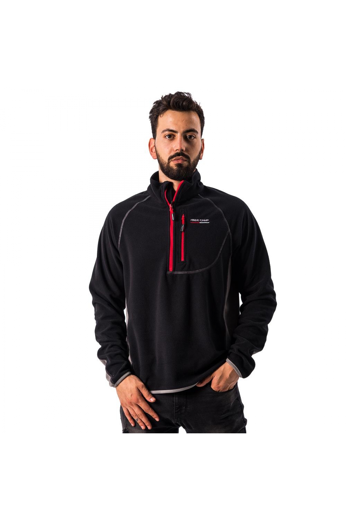 Man Half Zipper Fleece Polar-SİYAH