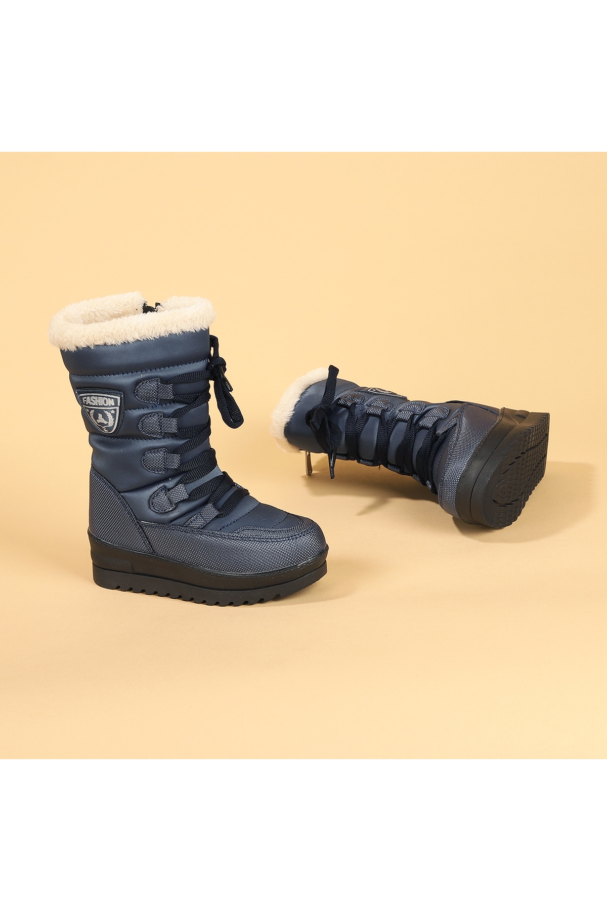 Twg 995 İçi Termal Kürklü Kız Çocuk Kar Botu Ayakkabı Lacivert - Görsel 2