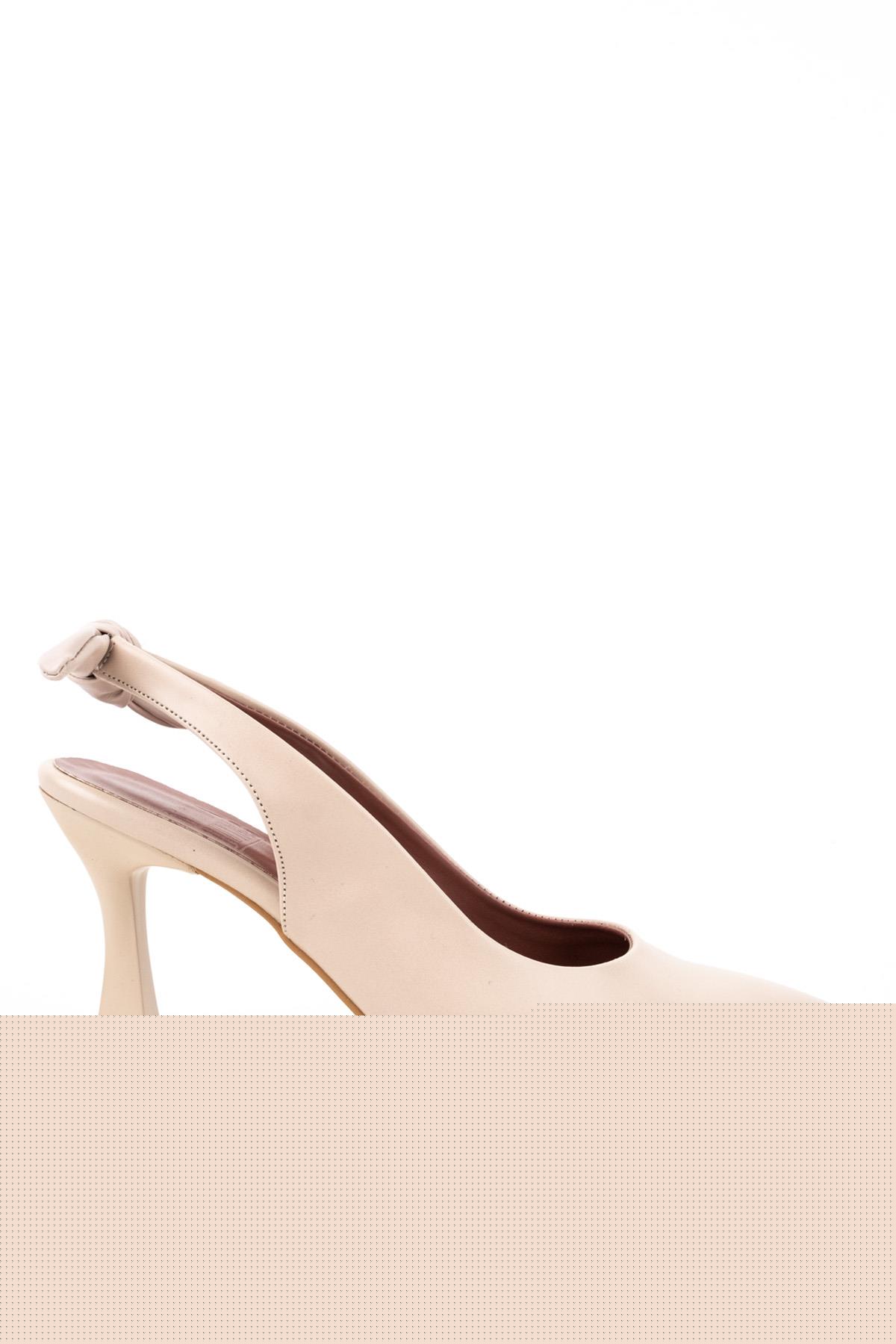 Ten Rengi Arkadan Fiyonklu Stiletto Topuklu Ayakkabı - Pony - Görsel 3