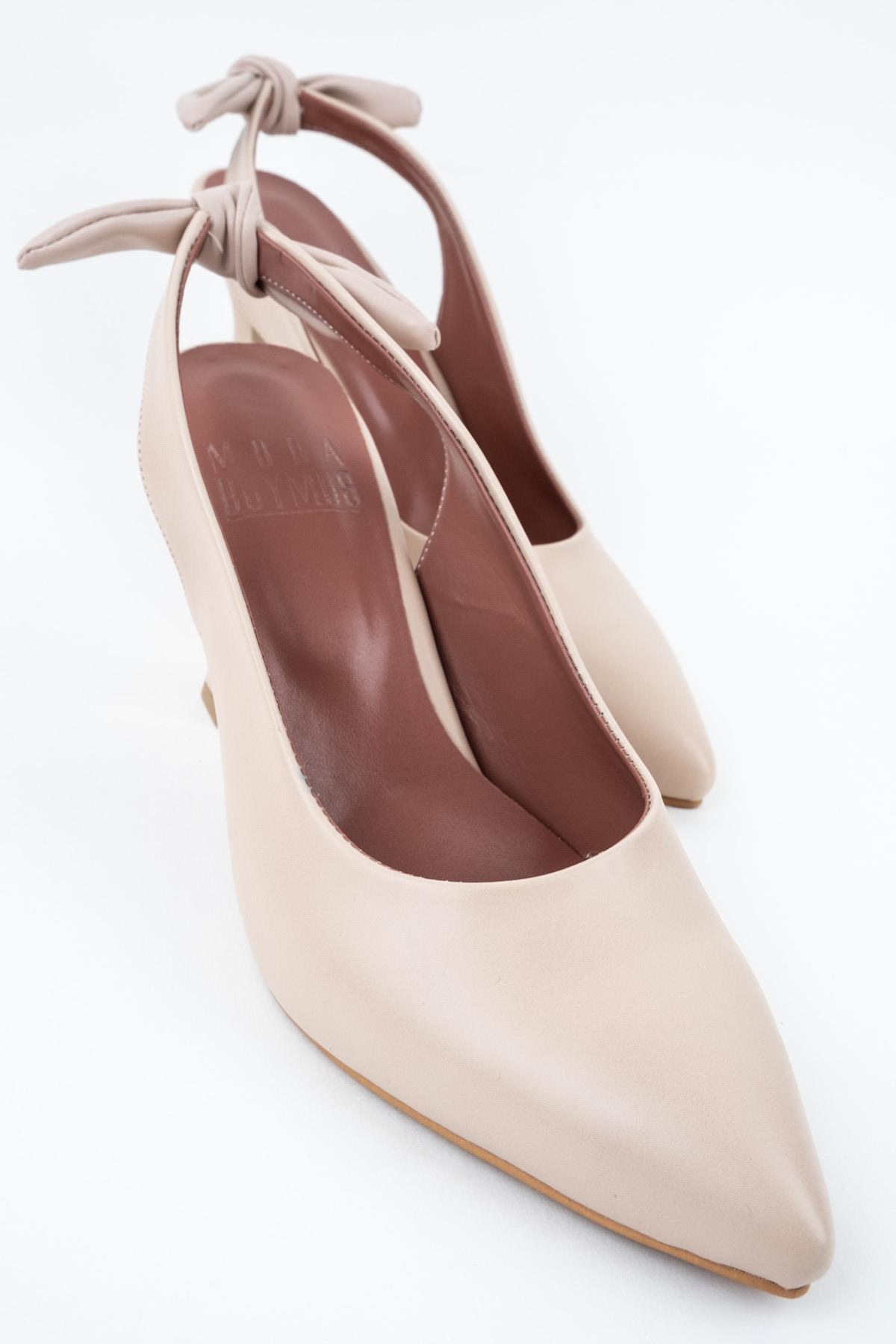 Ten Rengi Arkadan Fiyonklu Stiletto Topuklu Ayakkabı - Pony - Görsel 5