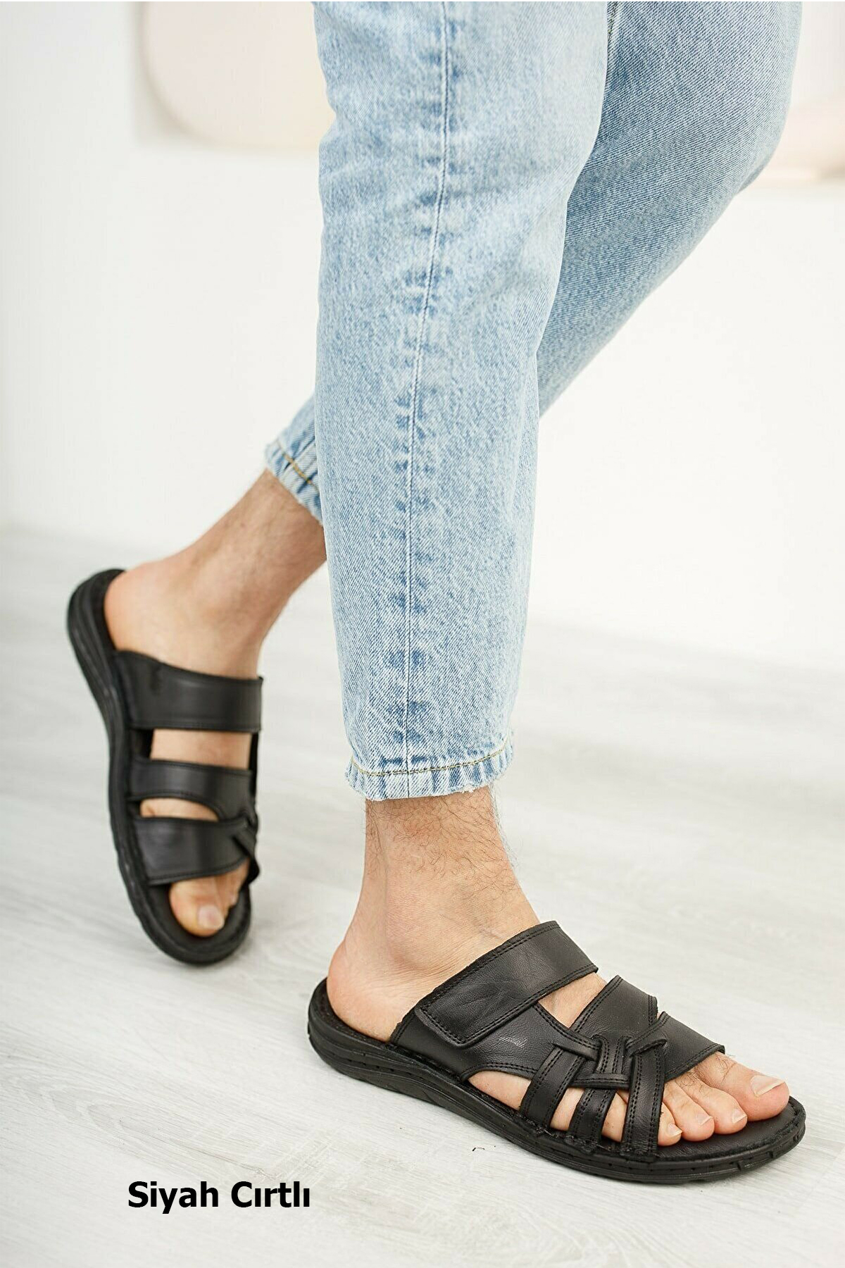 Ayakkabiburada 034 Günlük Hakiki Deri Erkek Terlik - Görsel 3