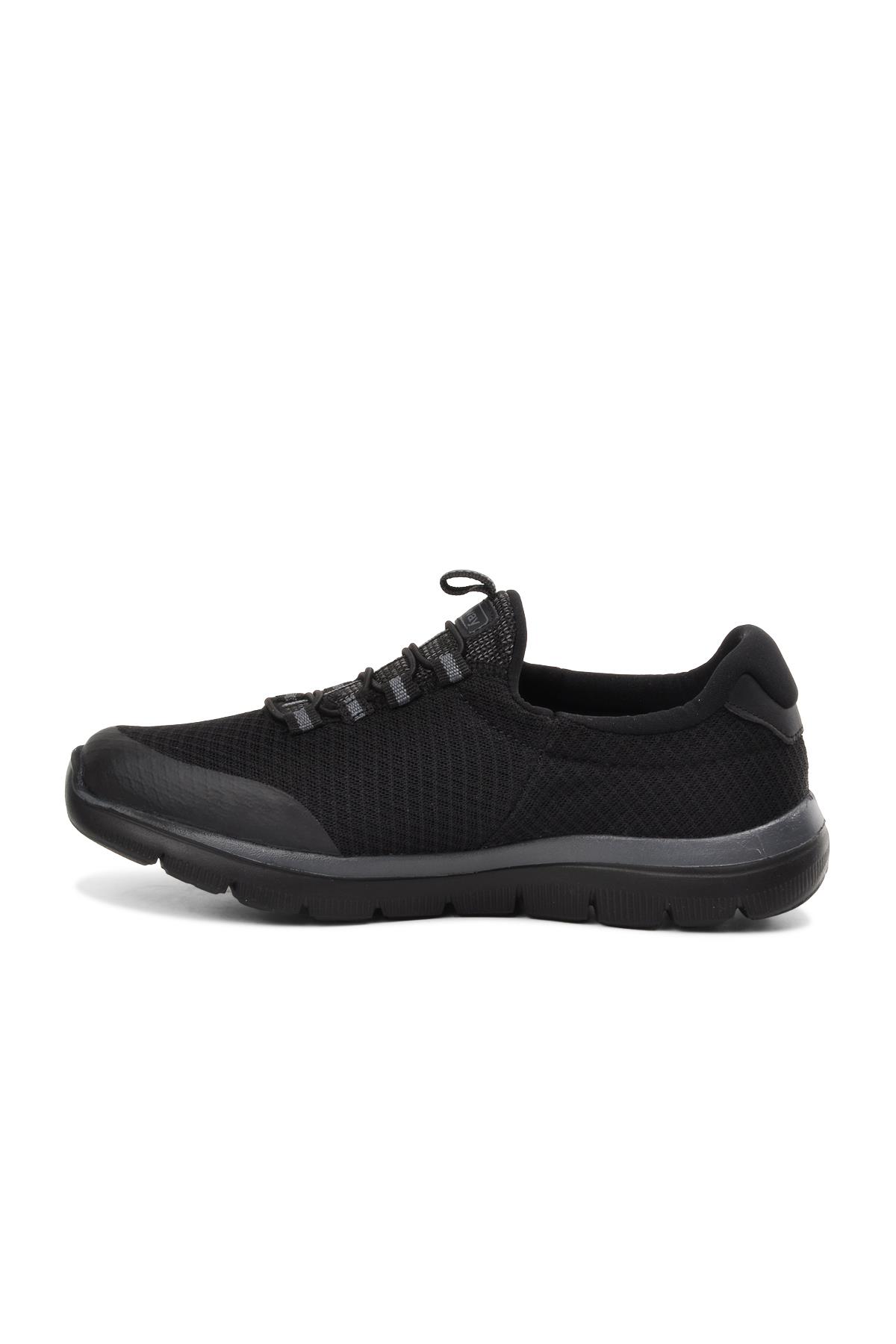 Flexible Siyah-Siyah Unisex Bağcıksız Yürüyüş Ayakkabı - Görsel 4