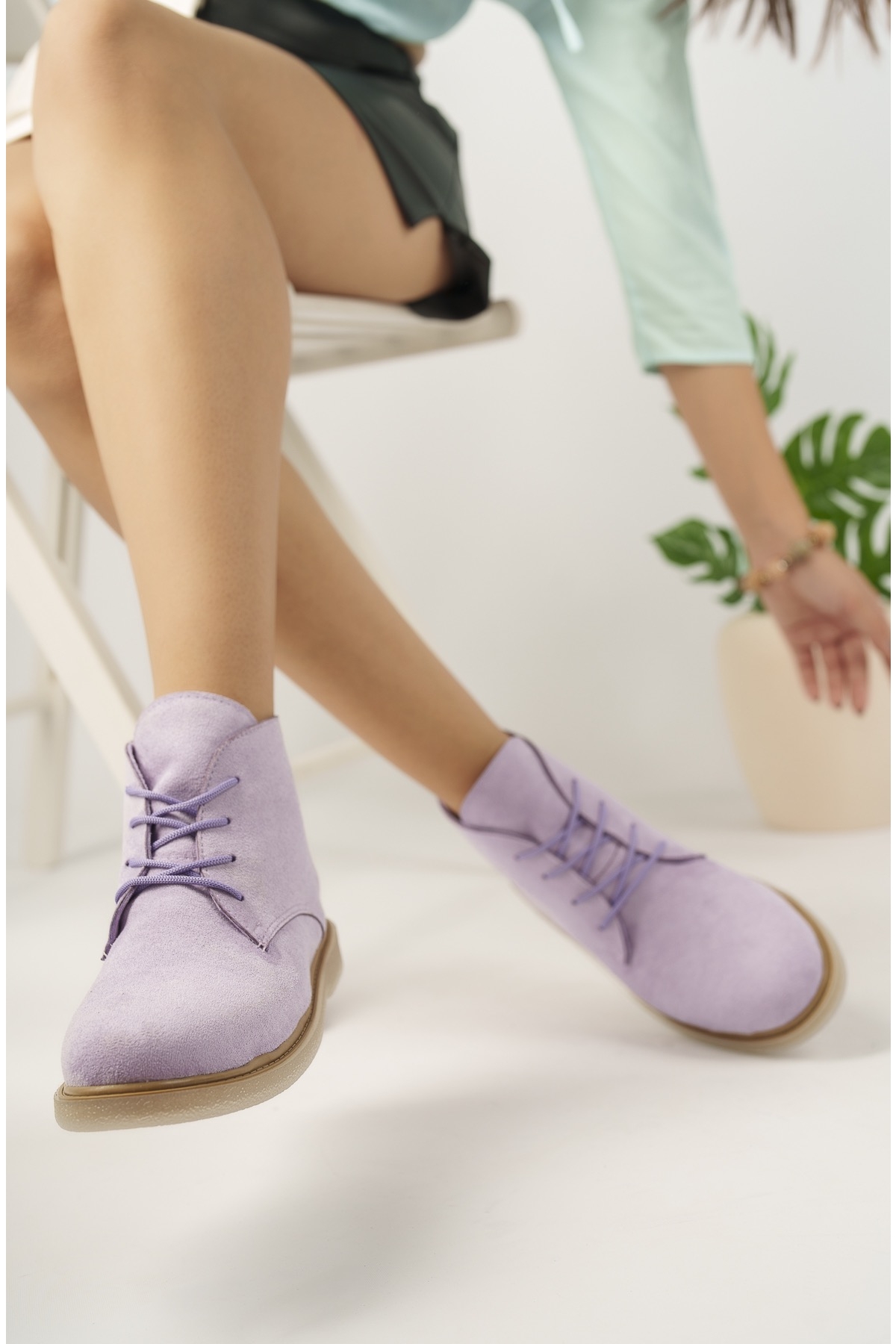 D110 Garantili Kadın Soğuk Geçirmez Ortopedik Bot &amp; Bootie_Mor - Görsel 3