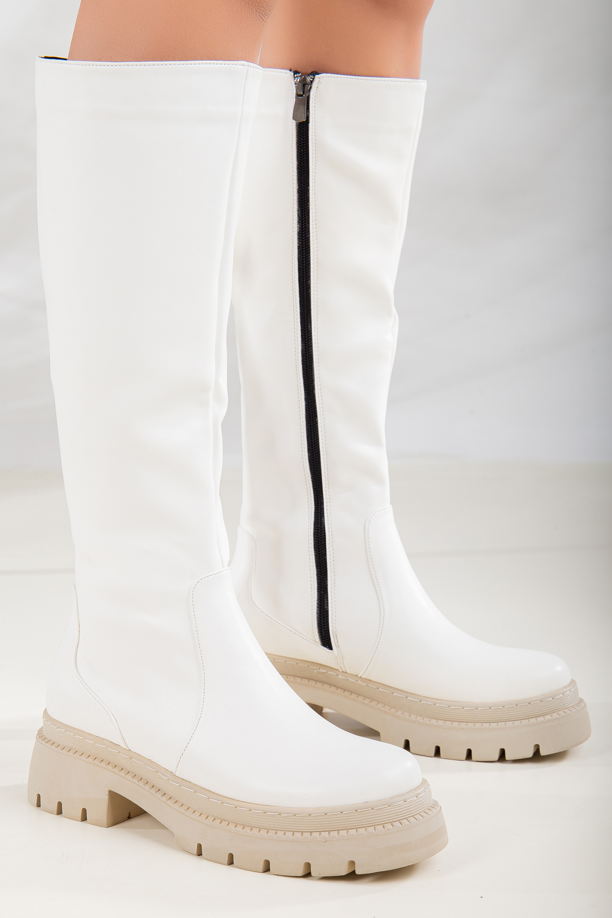 D9500 Garantili Ürün Soğuk Geçirmez Kadın Kışlık Çizme_Beyaz - Görsel 2