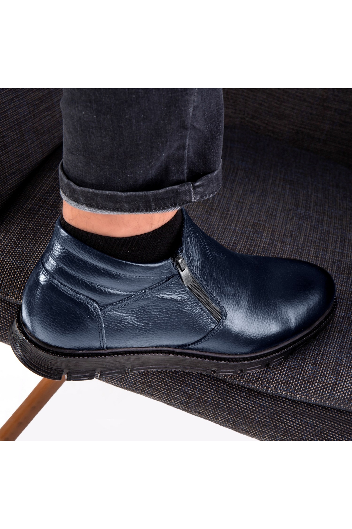 Moyna Hakiki Deri Kauçuk Taban Erkek Kürklü Bot, İçi Kürklü Bot - Görsel 6