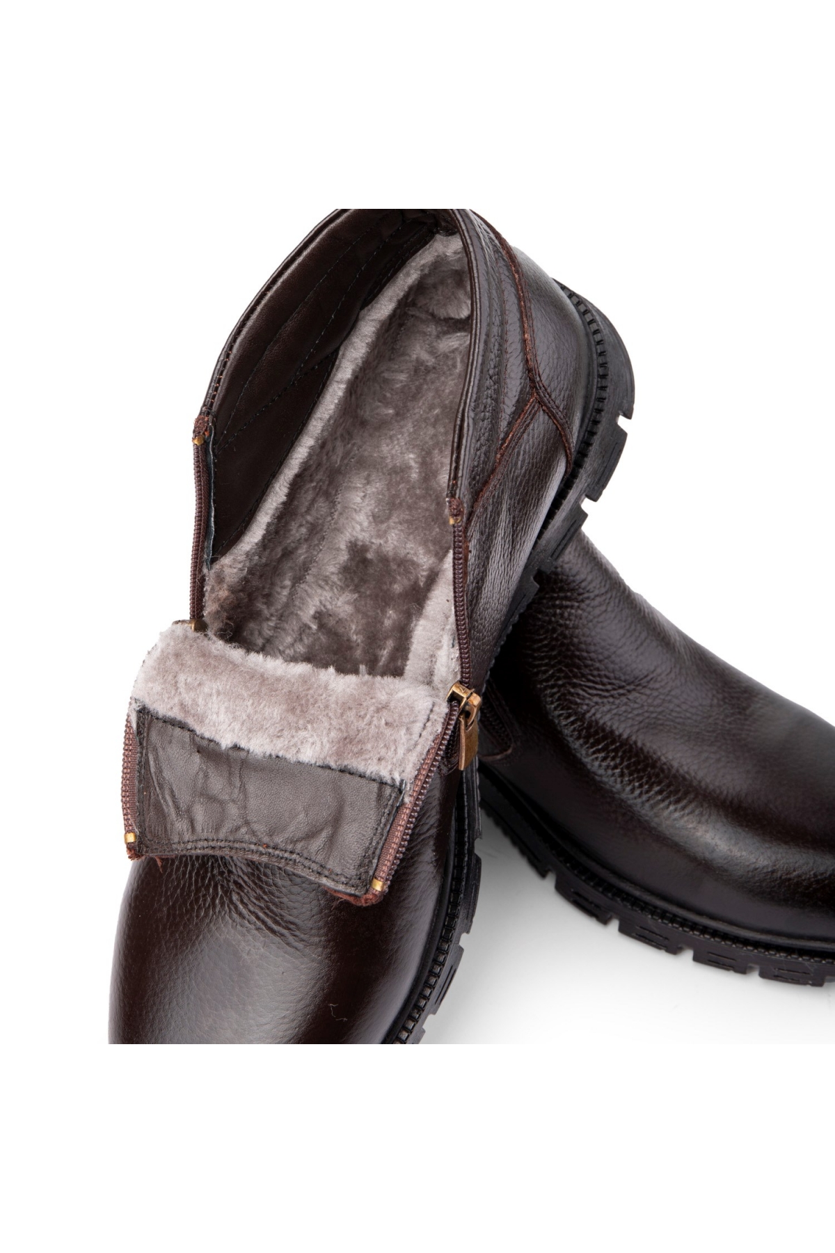 Moyna Hakiki Deri Kauçuk Taban Erkek Kürklü Bot, İçi Kürklü Bot - Görsel 4
