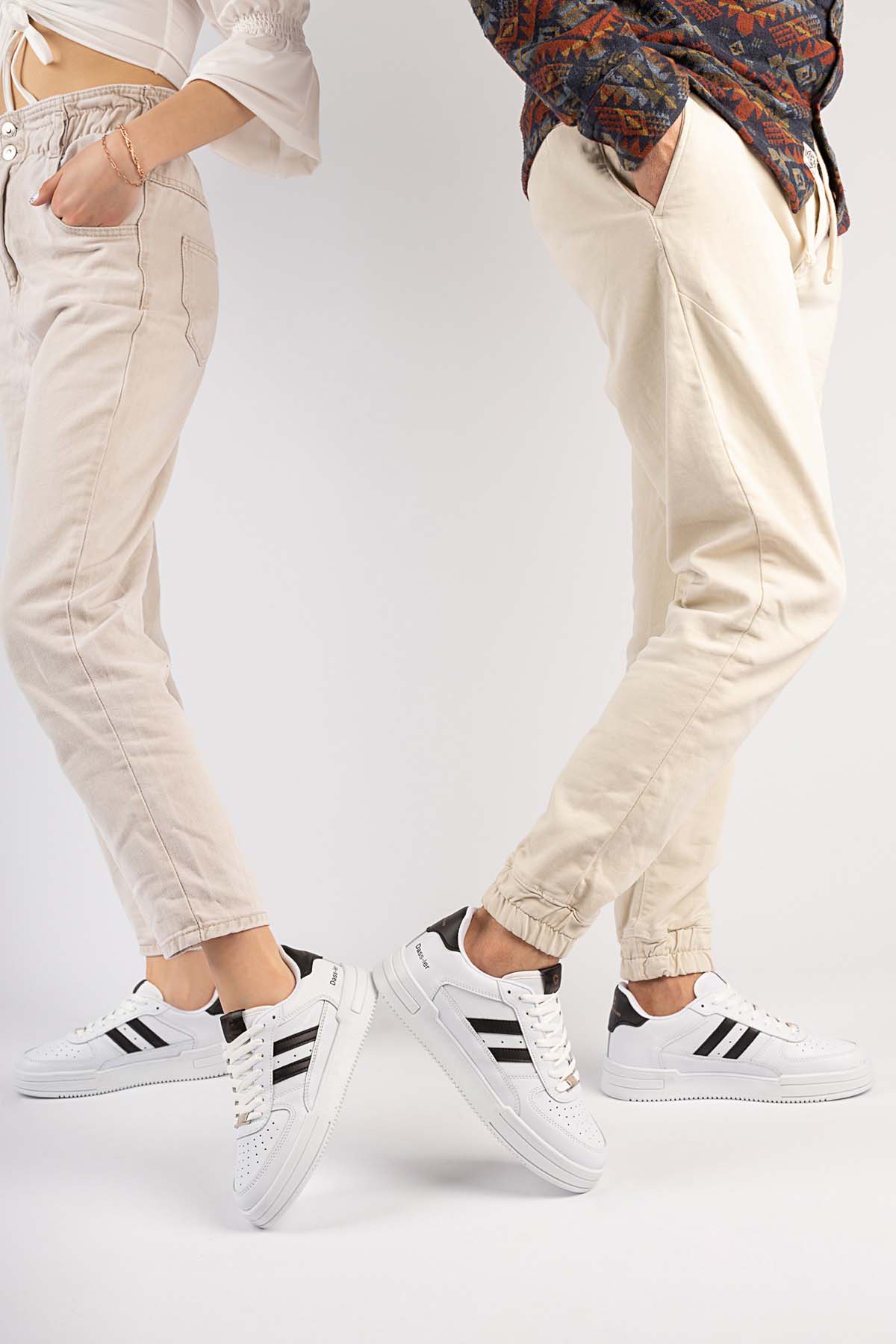 Unisex Garantili Ortopedik Hafif Esnek Sağlam Sneaker Spor Ayakkabı Cns.176 Beyaz Siyah - Görsel 9