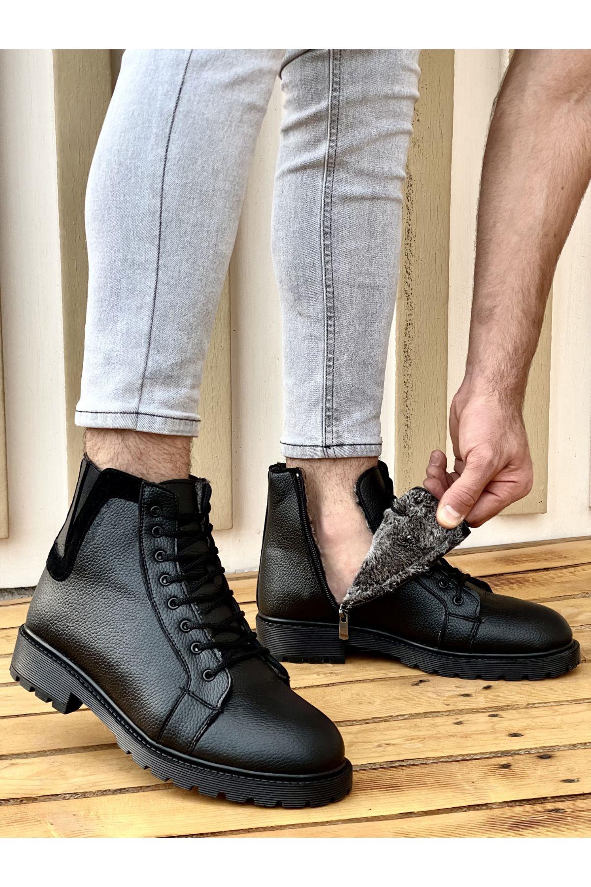 M100 Garantili Su &amp; soğuk Geçirmez Kürklü Garantili Kışlık Fermuarlı Bot Kauçuk Taban Sağlam - Görsel 4