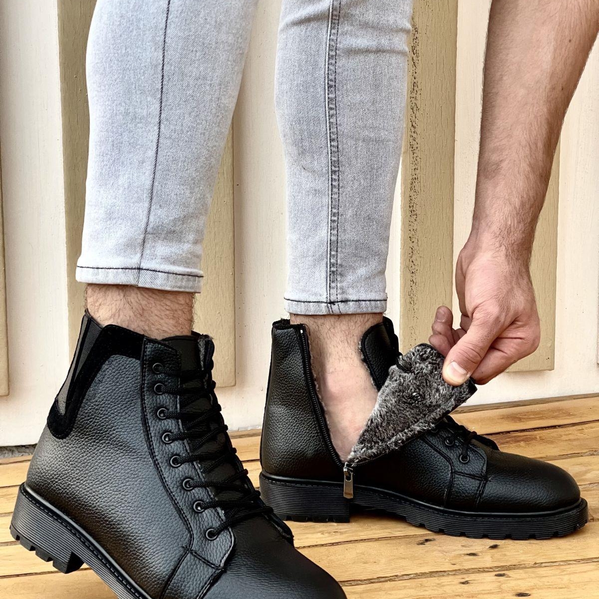 M100 Garantili Su &amp; soğuk Geçirmez Kürklü Garantili Kışlık Fermuarlı Bot Kauçuk Taban Sağlam - Görsel 6