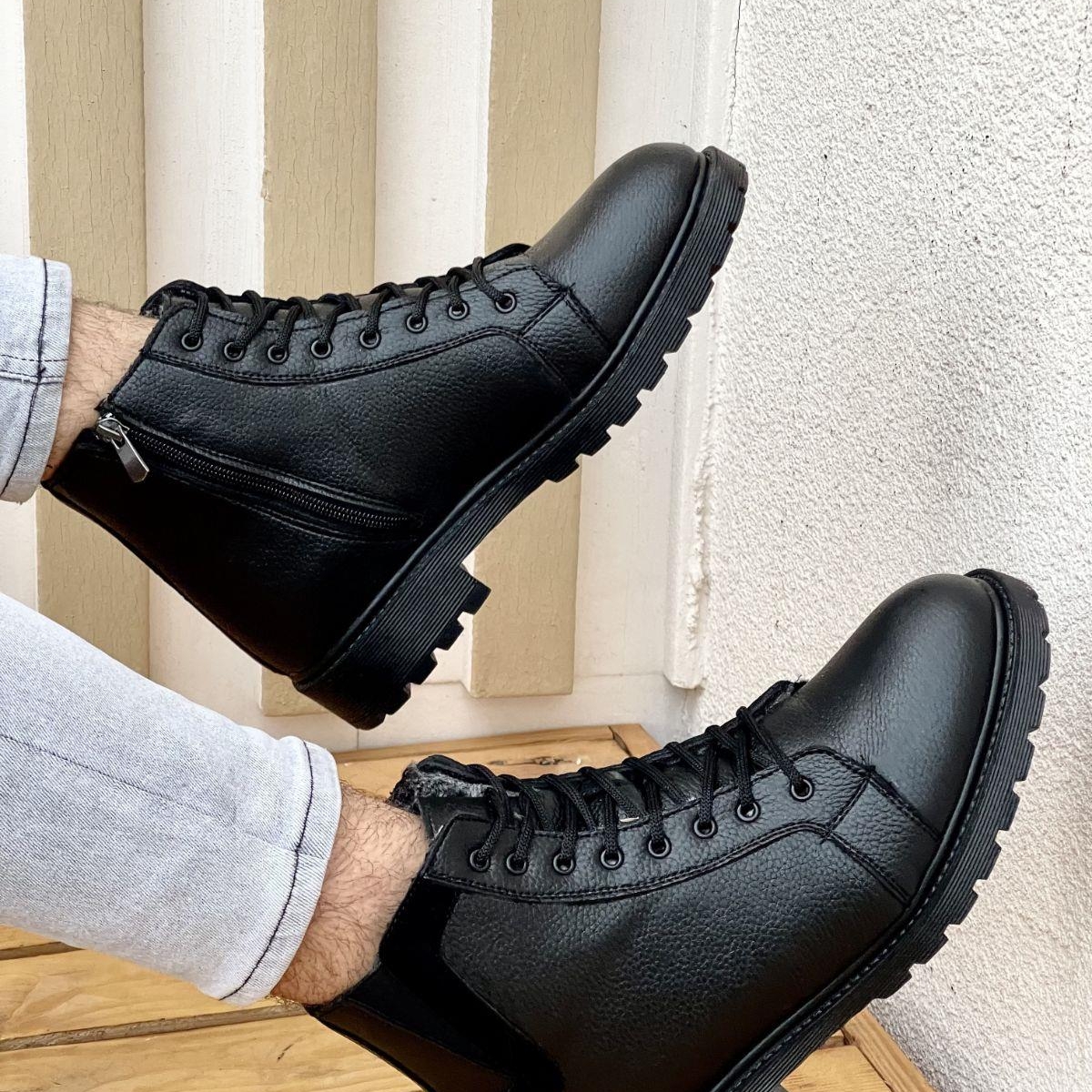 M100 Garantili Su &amp; soğuk Geçirmez Kürklü Garantili Kışlık Fermuarlı Bot Kauçuk Taban Sağlam - Görsel 7