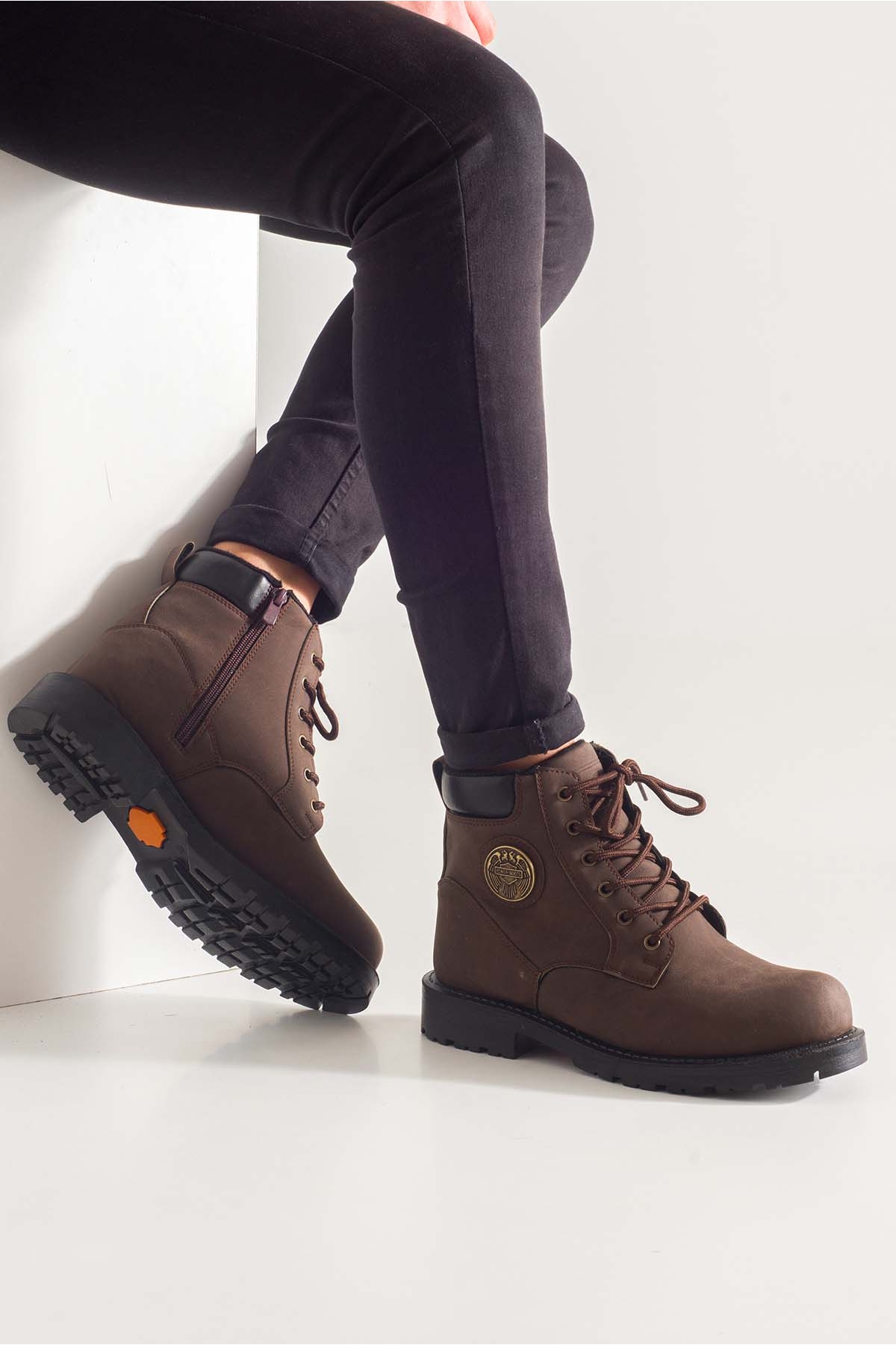 Su Geçirmez Kürklü Kışlık Fermuarlı Bot Kauçuk Taban Sağlam Outdoor Garantili Ürün Kahverengi - Görsel 3