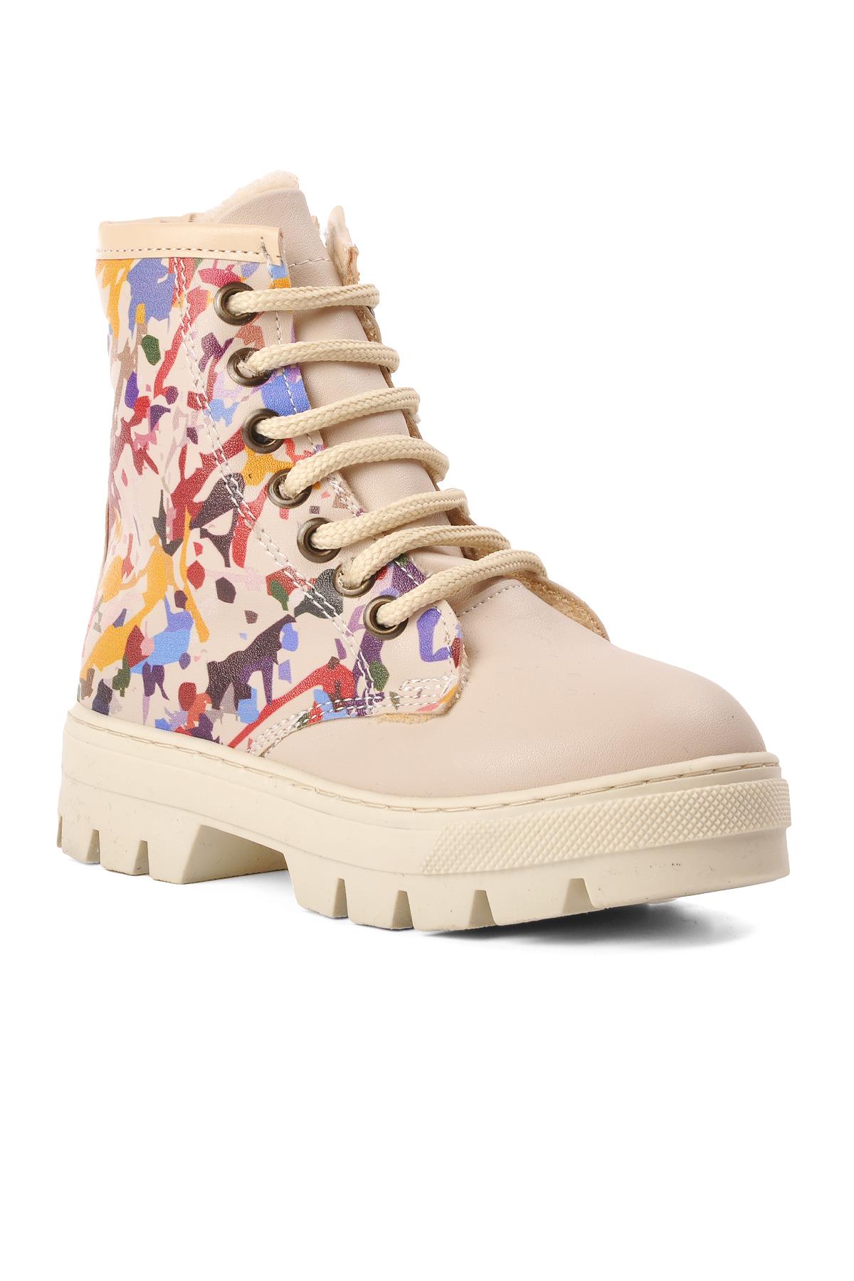 Arz 2301001-P Bej İçi Kürklü Fermuarlı Çocuk Bot - Görsel 4