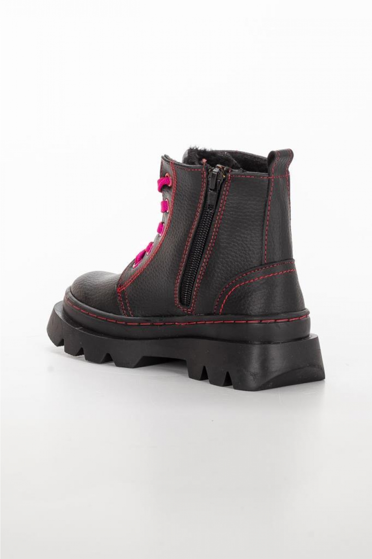 Şiringenç 6771F Deri Postal Anatomik Kız Çocuk Bot Siyah Fuşya - Görsel 4